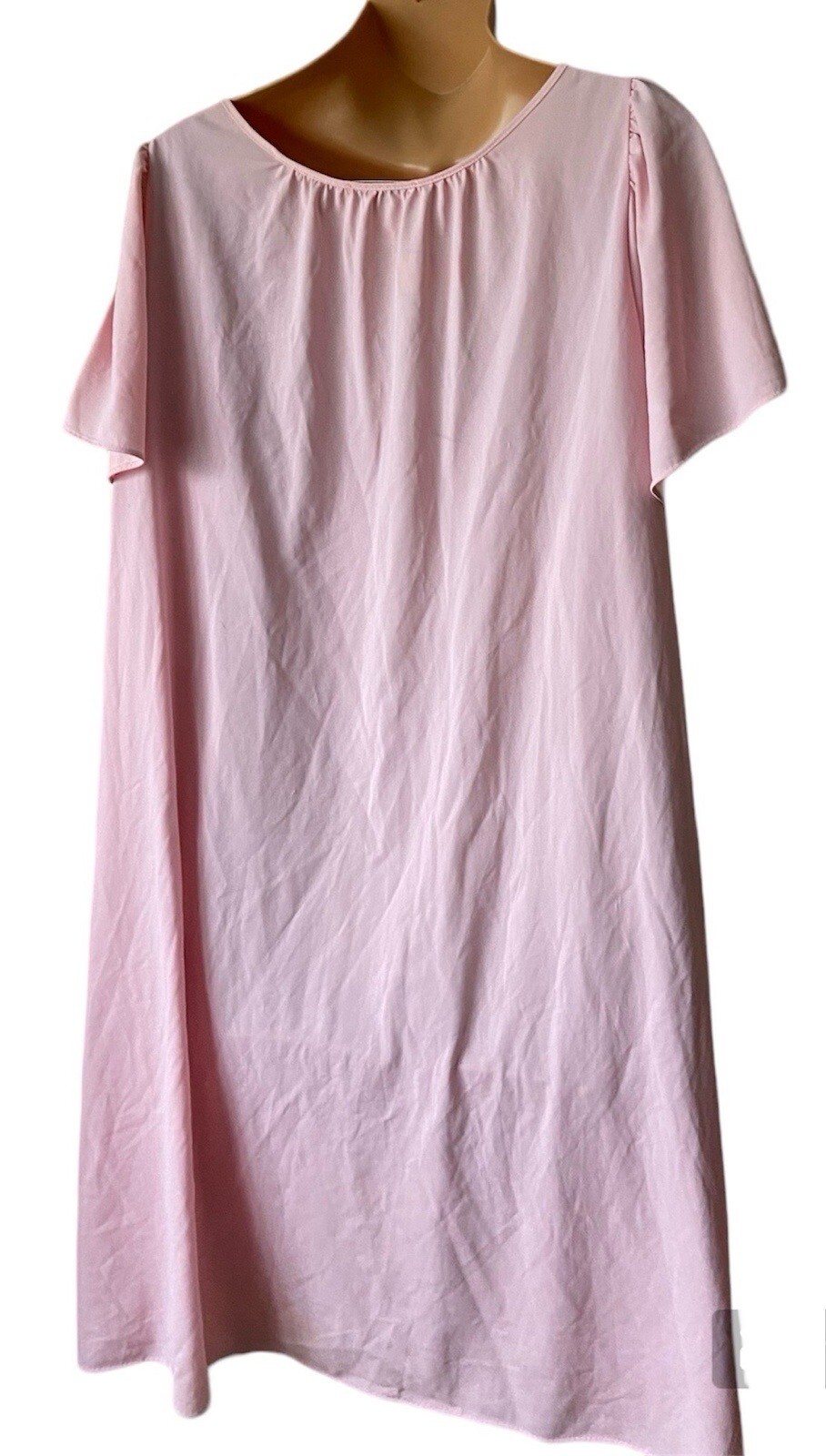 Vintage Rose Shadowline X Silky Soft Nylon Nightgown Negligee Gown Inset Lace L