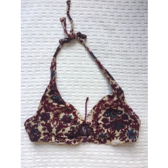 Vintage Hot Tuna boho paisley cotton halter top XS S 0 2