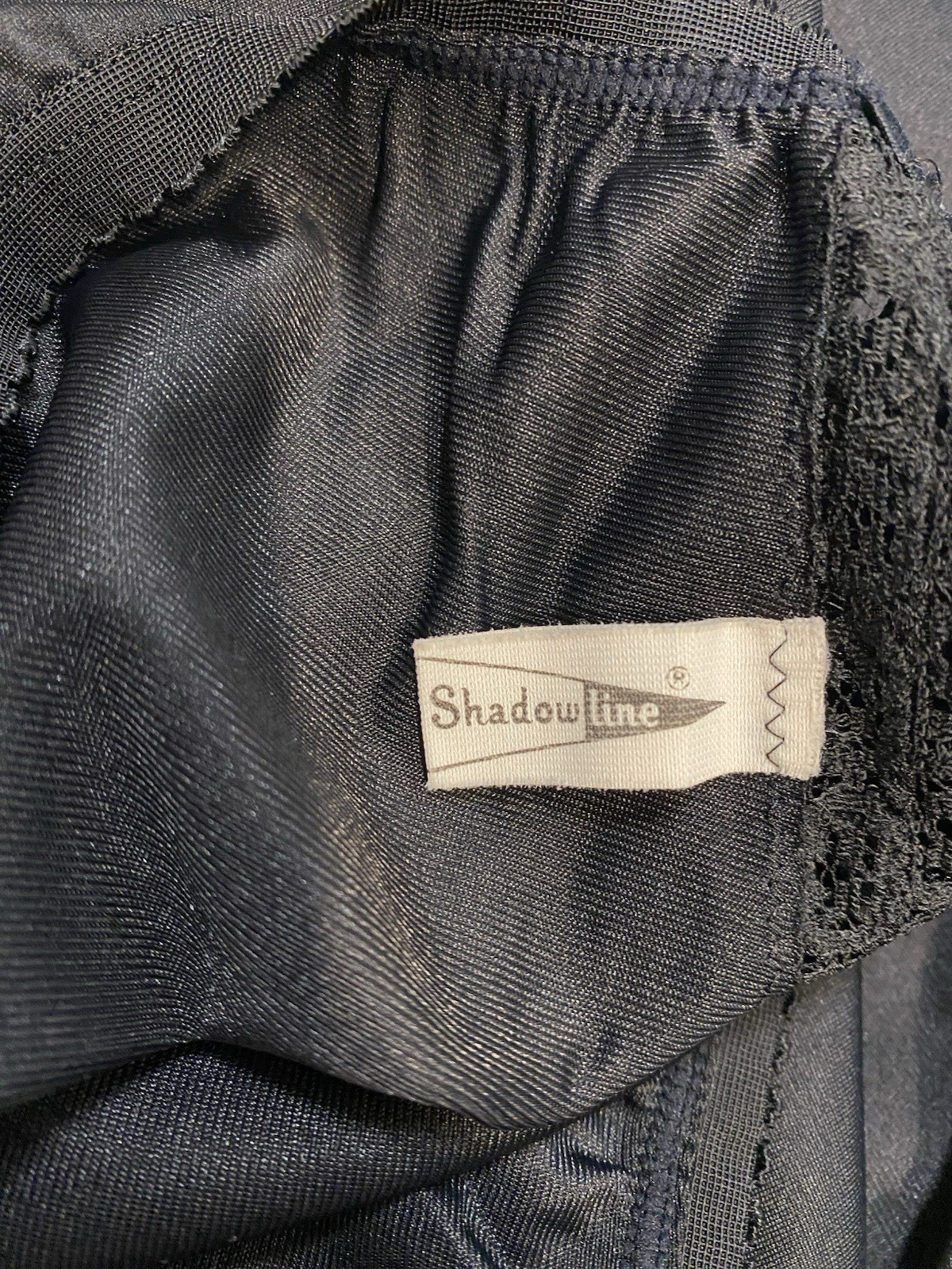 Vintage half Slip SIZE MEDIUM TALL black nylon SHADOWLINE long length 26&Prime; slits