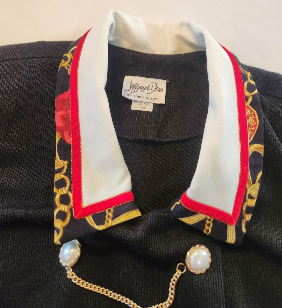 Jeffrey & Dara Double Breasted faux pearl buttons chains blazer XL-46&Prime; bust NWI
