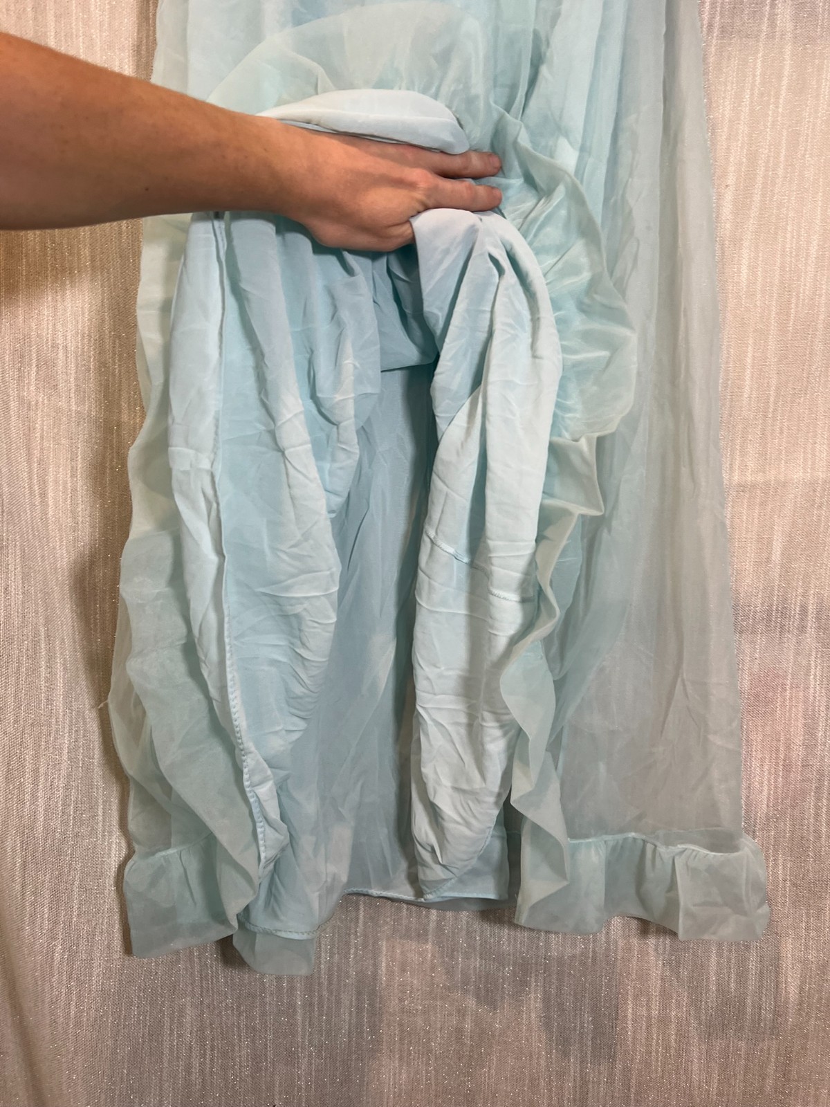 Vintage Gossard Artemis BLUE CHIFFON NIGHTGOWN~Babydoll Nightie*S Sleepwear*Rose
