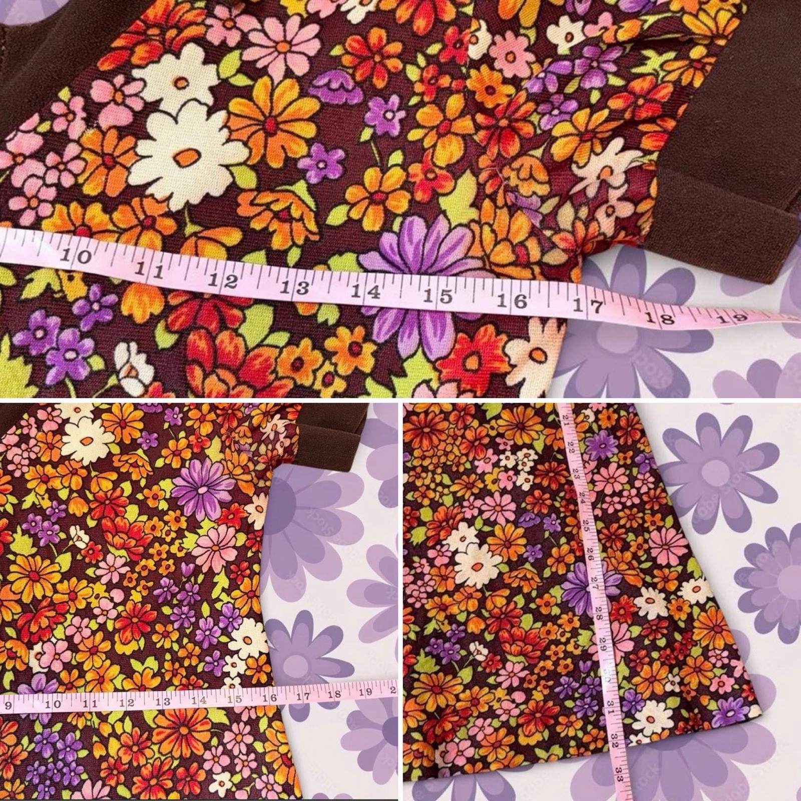 TRUE Vintage Beau Time 1970s Ditsy Flower Power Mini Mod Babydoll Dress Size S
