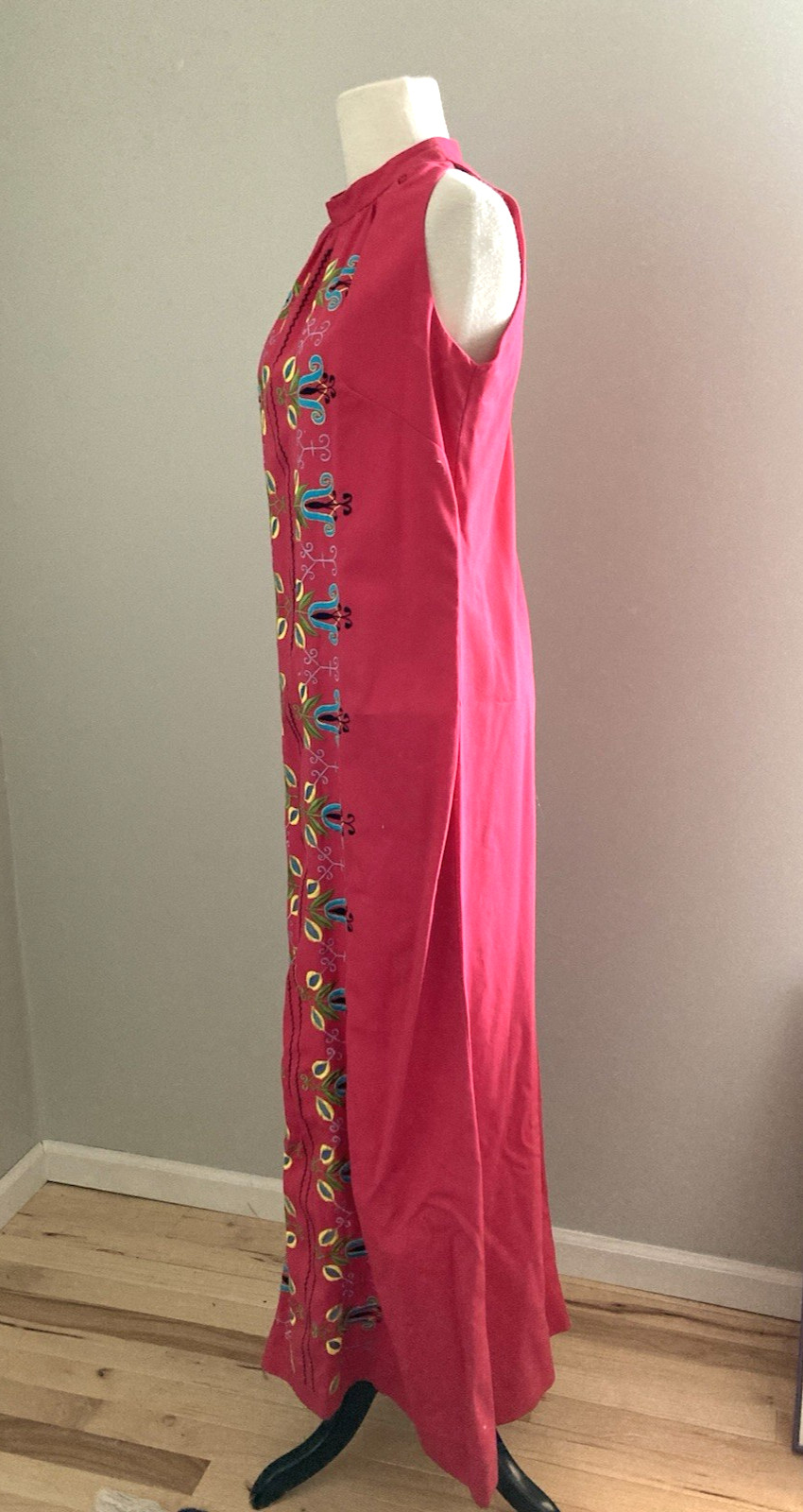 Vintage Bordados Mary Vi Mexican Embroidered Maxi Dress Peasant S