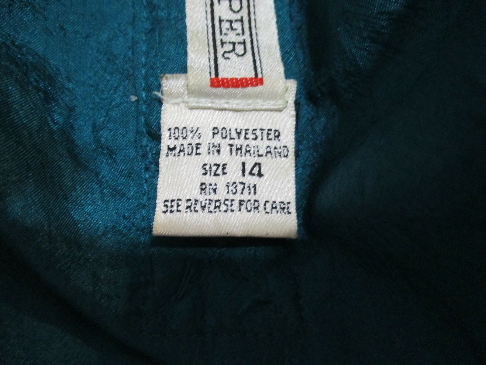 Vintage Joan Harper Shell Top Size 14 Textured Dark Teal Green