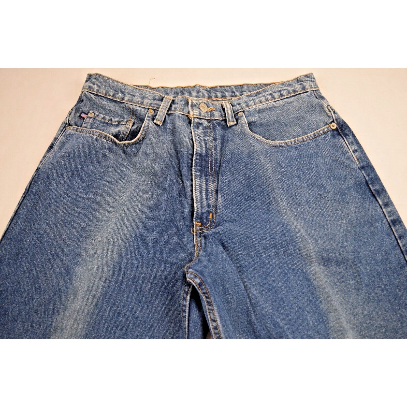 VTG Polo Jeans 33 x 3290s Ralph Lauren Blue Banner Jean Relax Fit Strait Leg