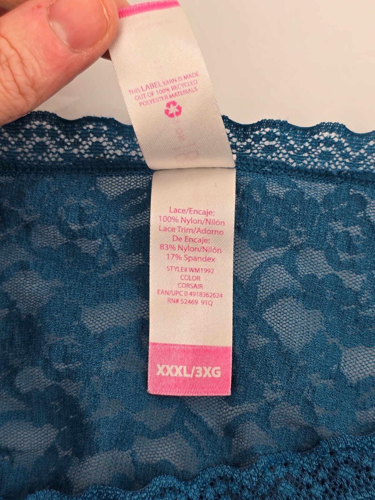 No Boundaries Sheer Stretch Lace Hipster Panties Blue Plus 10 3X XXXL