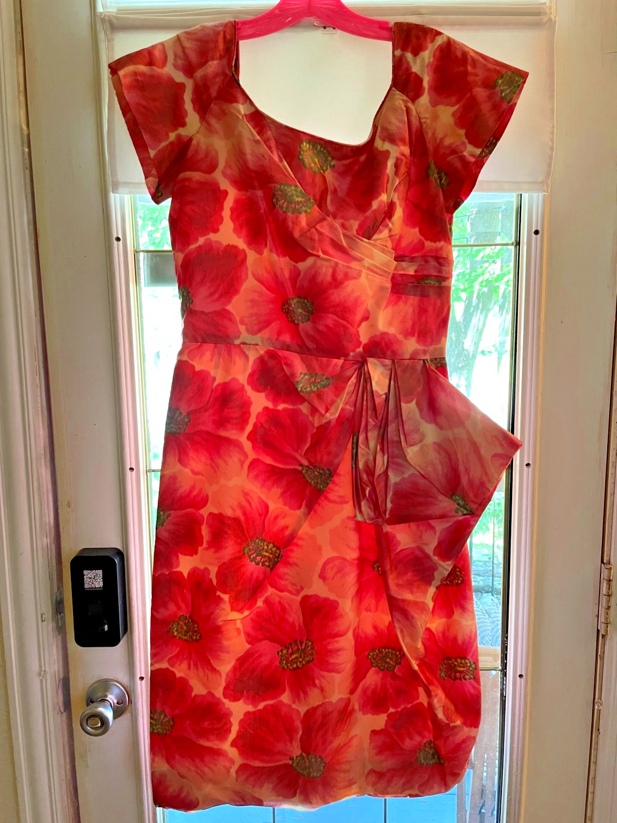 1960s Vintage Ferman O&rsquo;Grady Wiggle Dress Pink Painterly Floral Pattern Sz 14