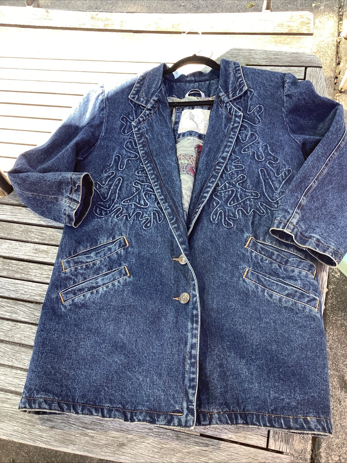 Vintage 1980s Inner View M Lined Long Cowgirl Boho Glam Chore Coat