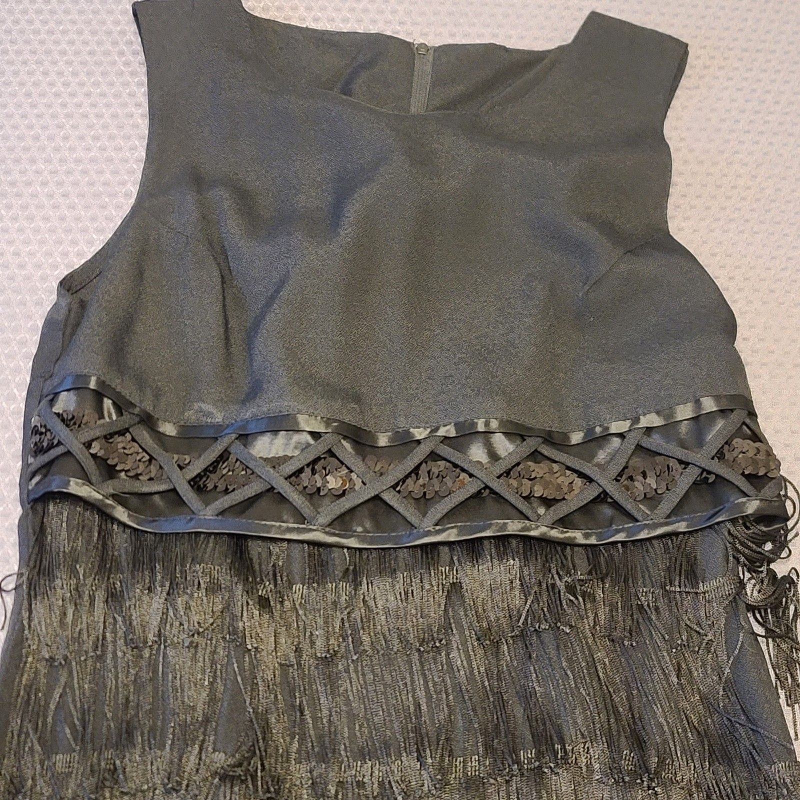 Vintage Brioche California Black Flapper Dress Tassels And Sequin Size 7/8