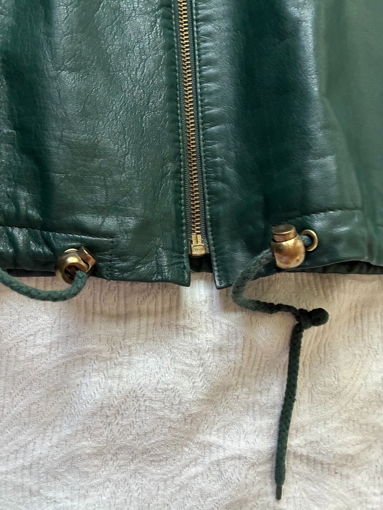 Jacqueline Ferrar Forest Green Leather Parka Coat Women&rsquo;s Large Coyote Fur Hood