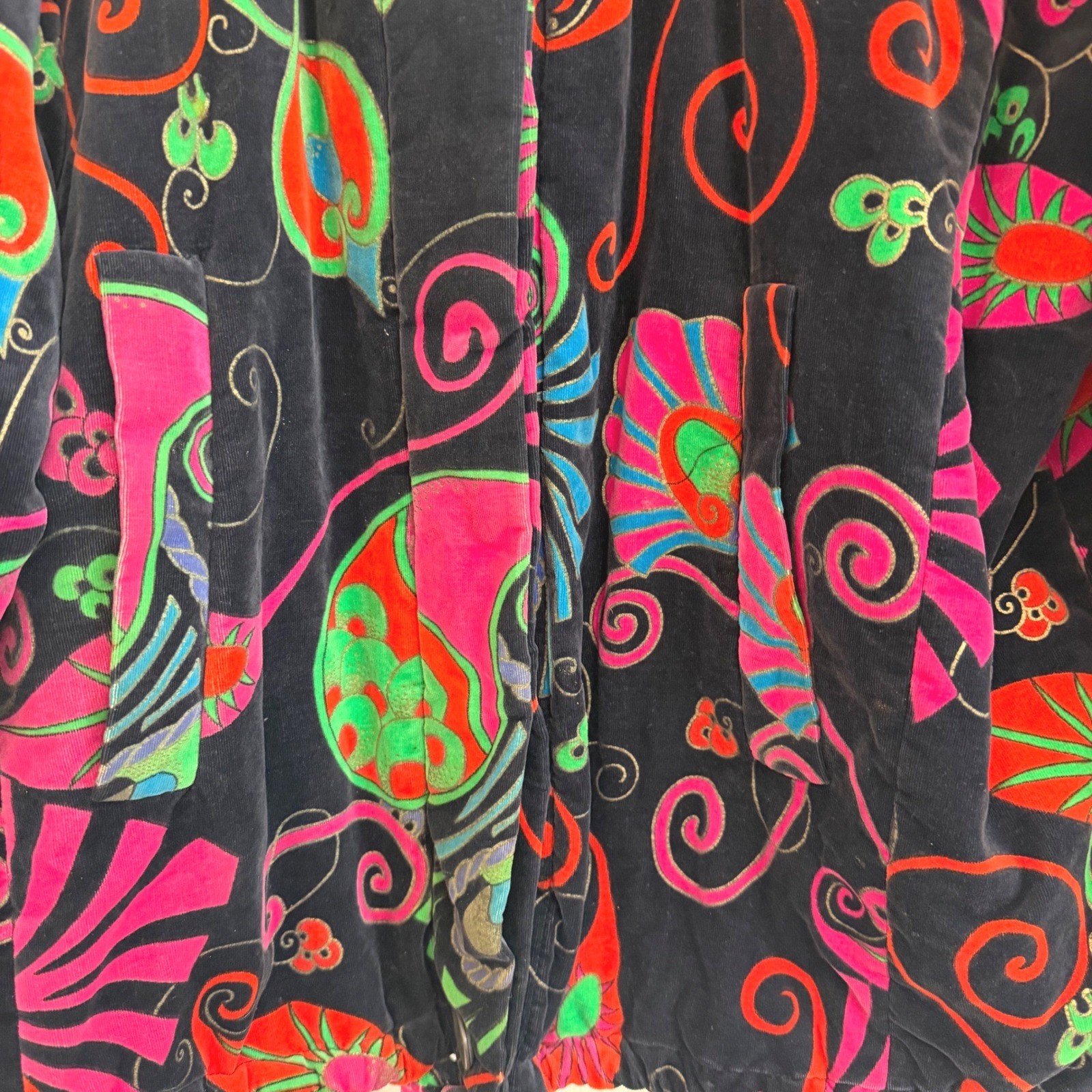 Vintage Laurel Escada Velvet Psychedelic Paisley Jacket Neon Made in Yugoslavia