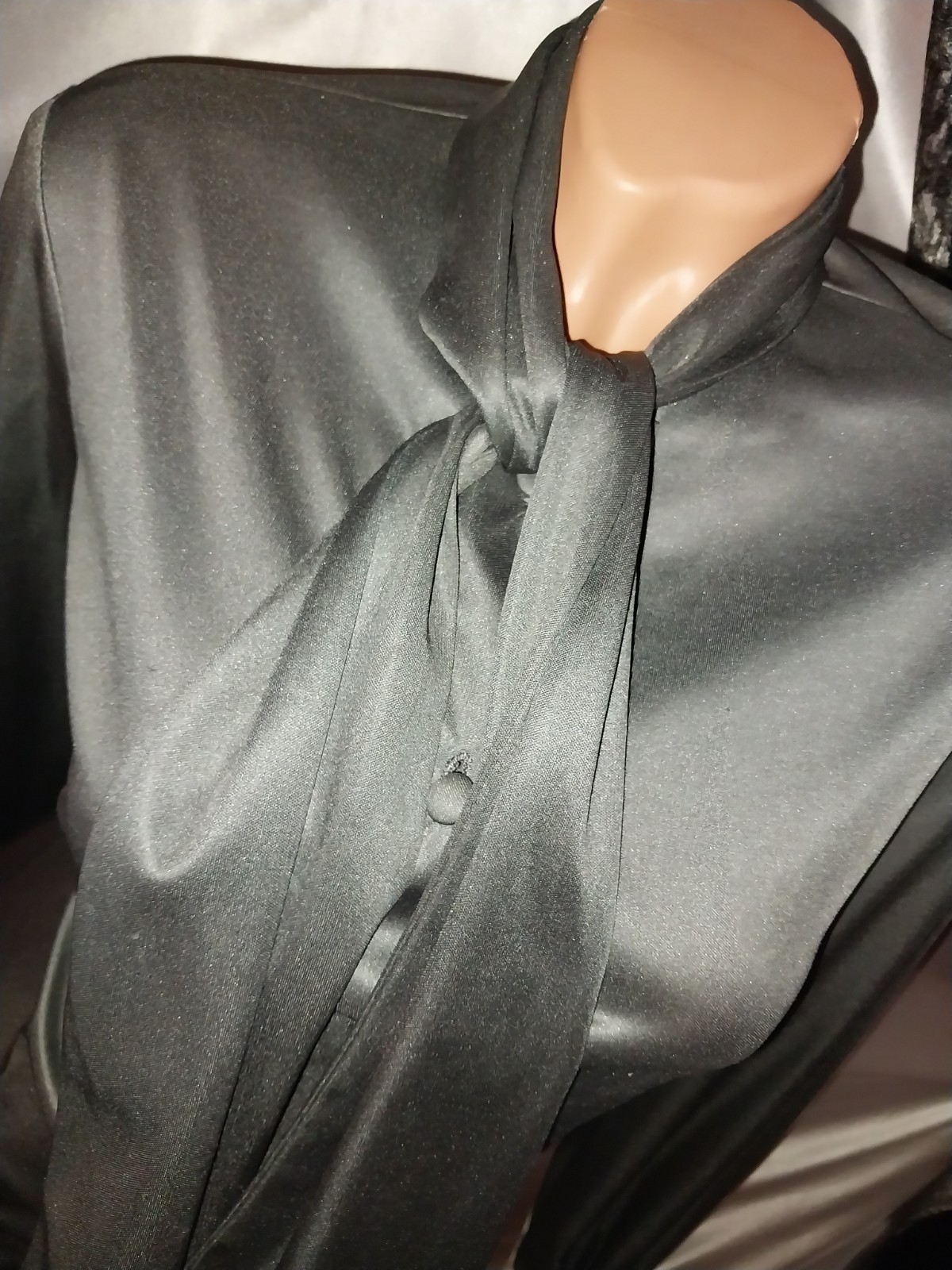 VTG Fuccillo Pucci Silky Bow Sash High Neck Blouse 10