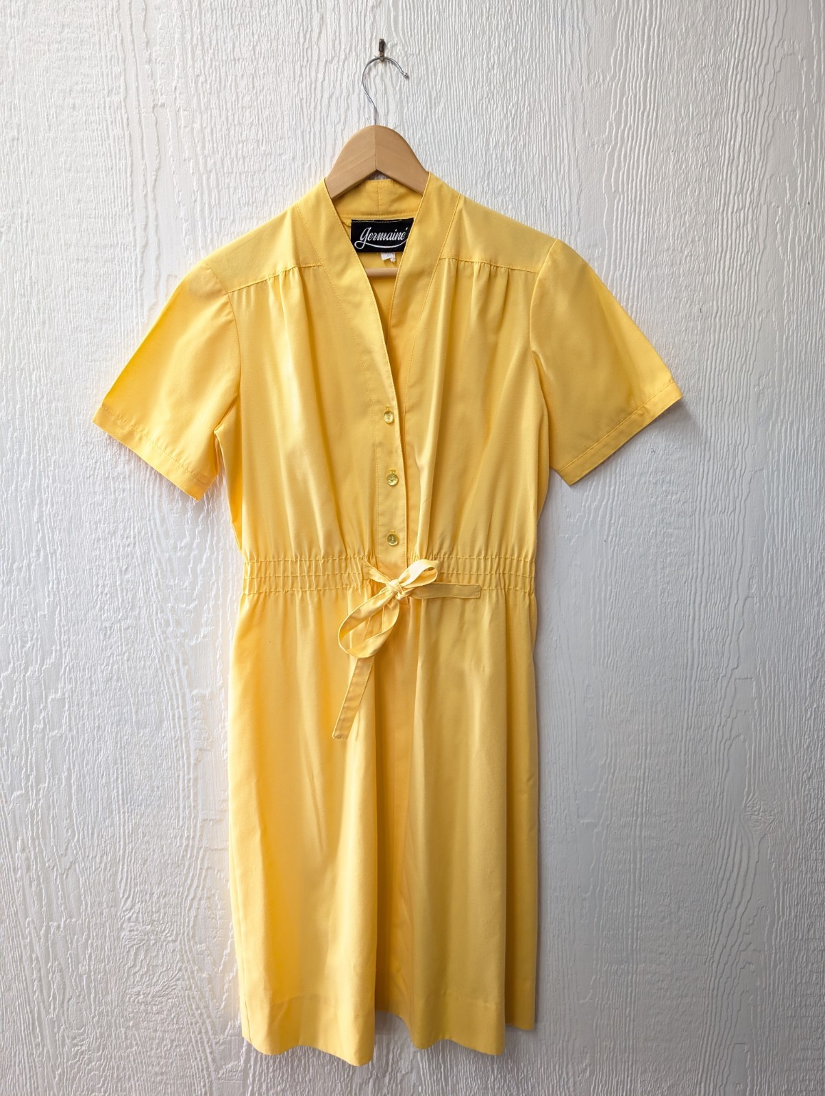 Vintage 70s Germaine Yellow Retro Shirt Dress Classic Preppy Women&rsquo;s Size 10
