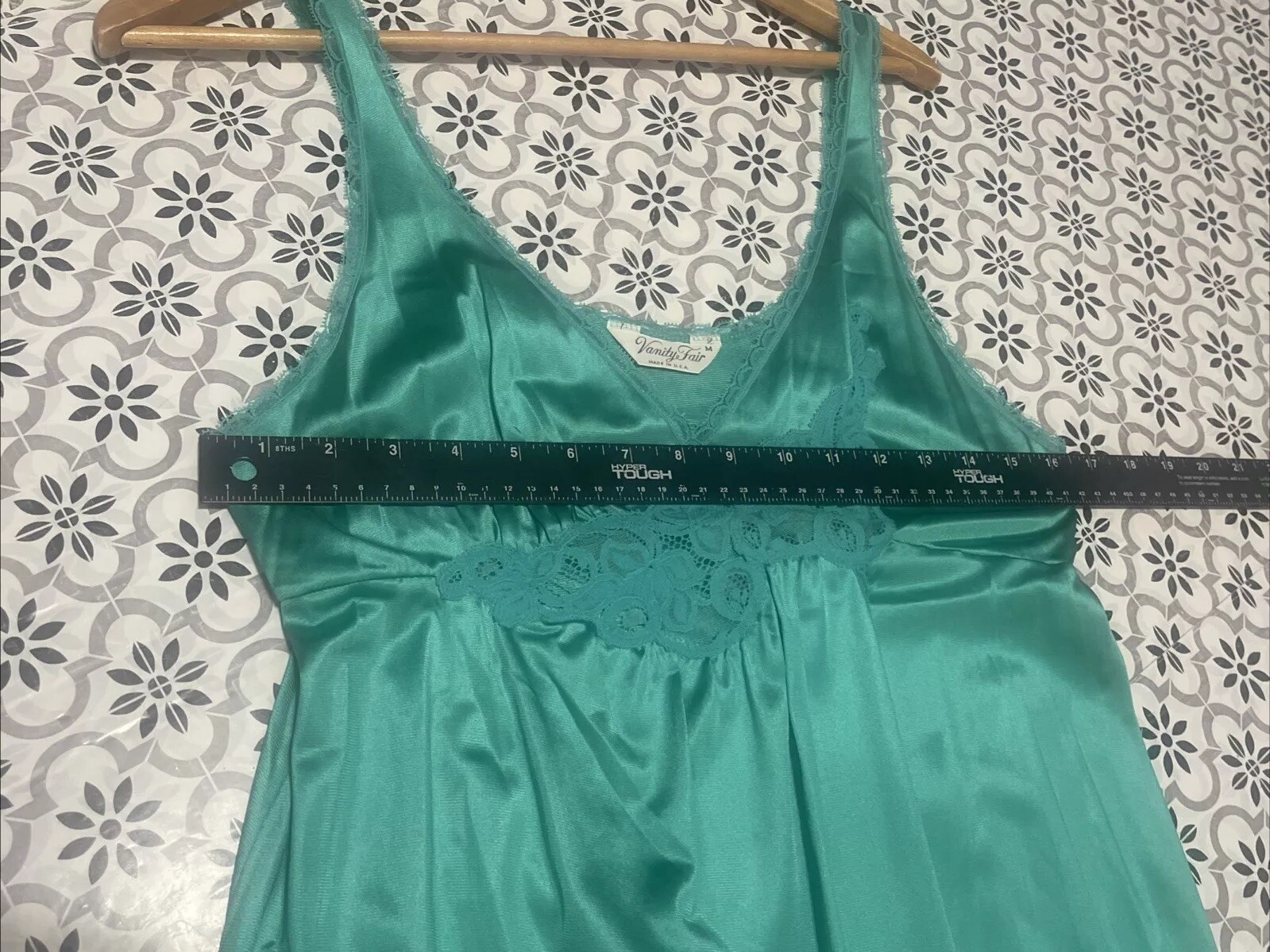 Vintage Vanity Fair Robe Peignoir Dressing Gown Womens M Flutter Teal Boudoir We