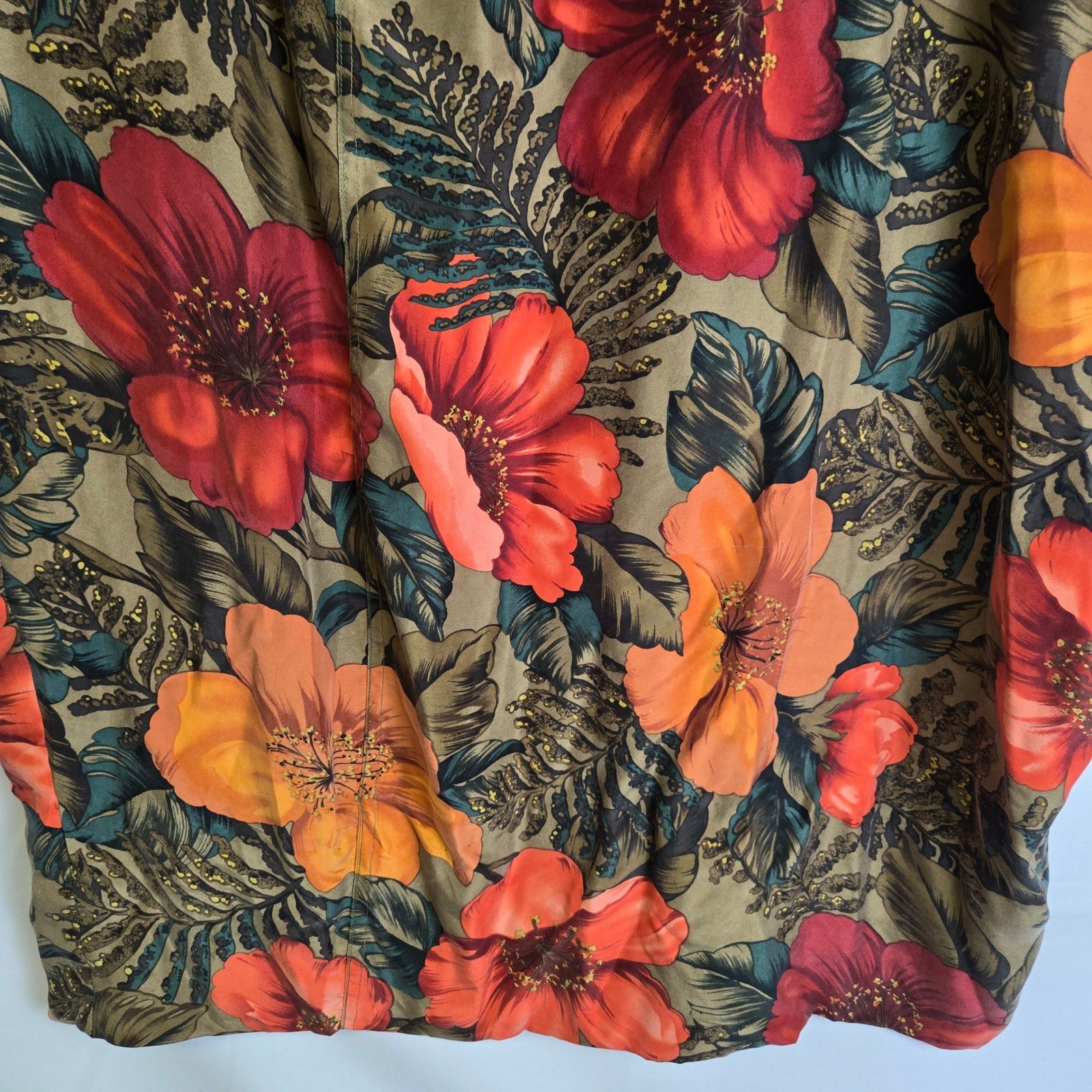 Rafaella Two Piece Set Top & Skirt 100% Silk Tropical Floral Vintage Large READ