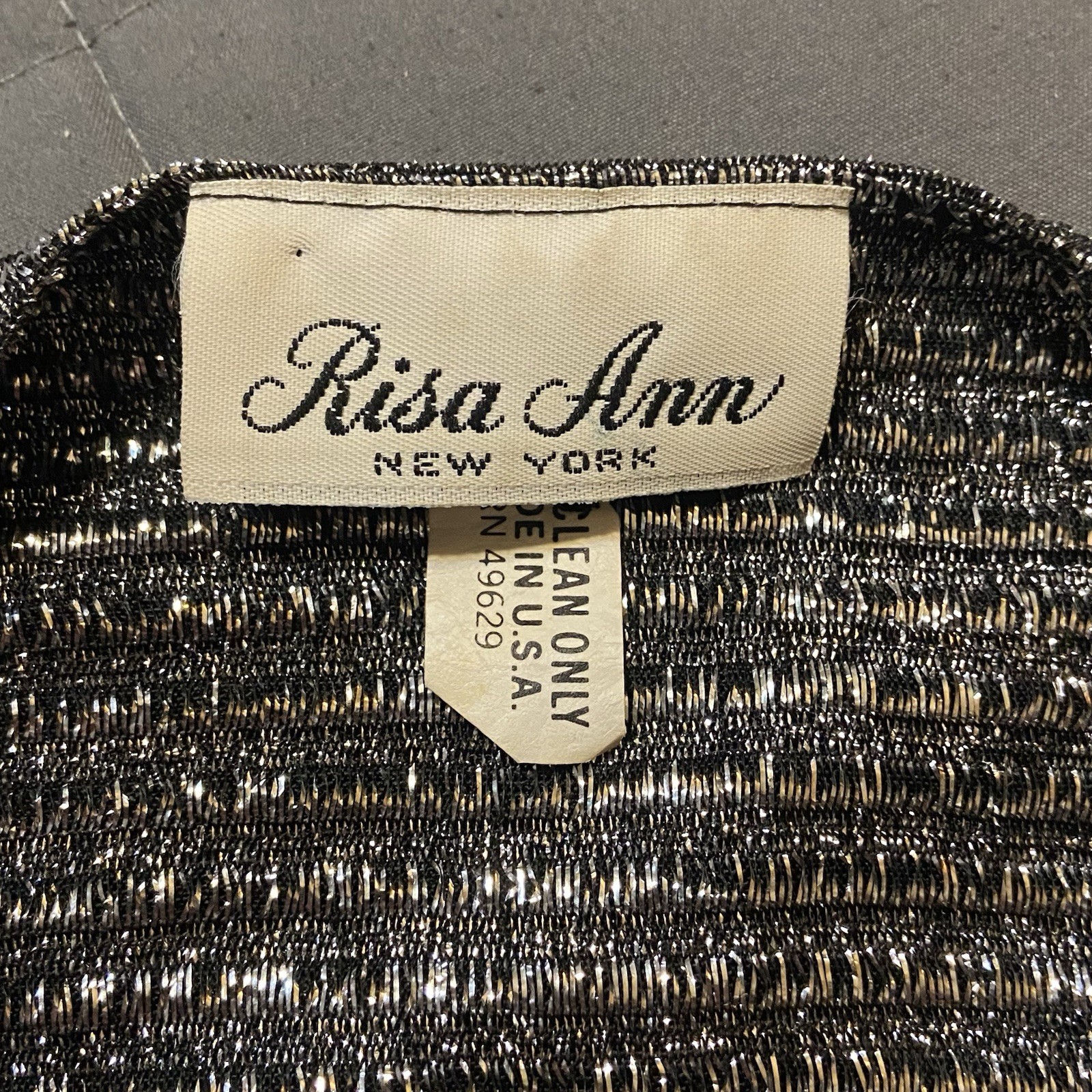 Vintage 70s Risa Ann New York Metallic Silver Gold Disco Jacket Cowl Back Glam L