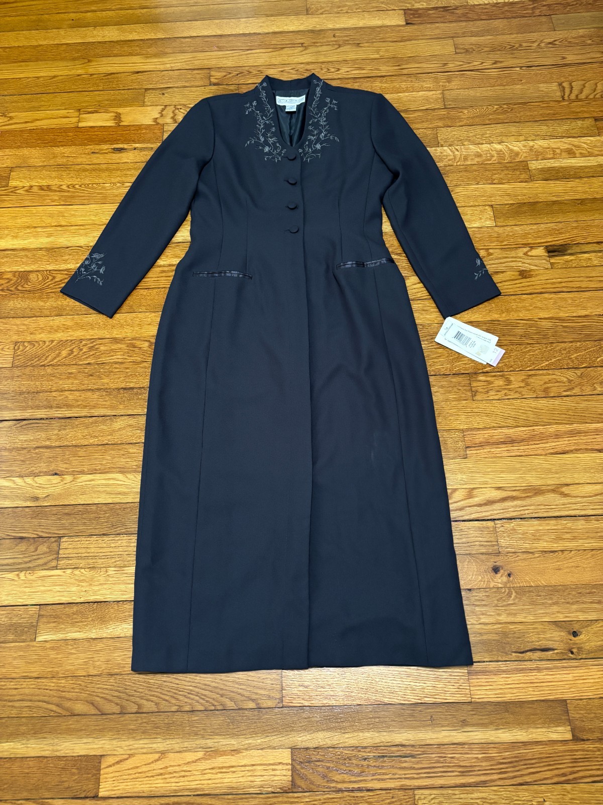 Vintage Jessica Howard Womens Long Sleeve Button Up Dress Sz 12 Gray Modest NWT