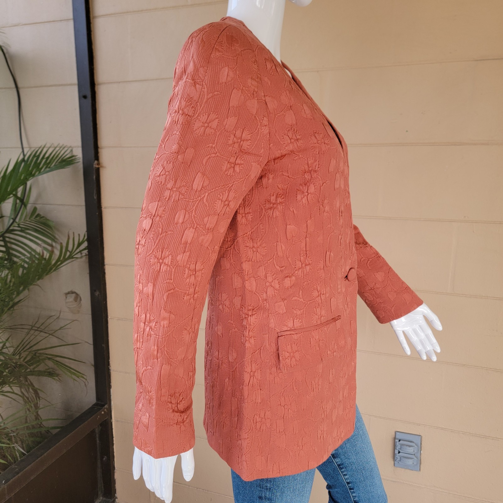 Vintage 1970s Anne Klein Blazer Jacket Union Made Orange Salmon Women Size 6