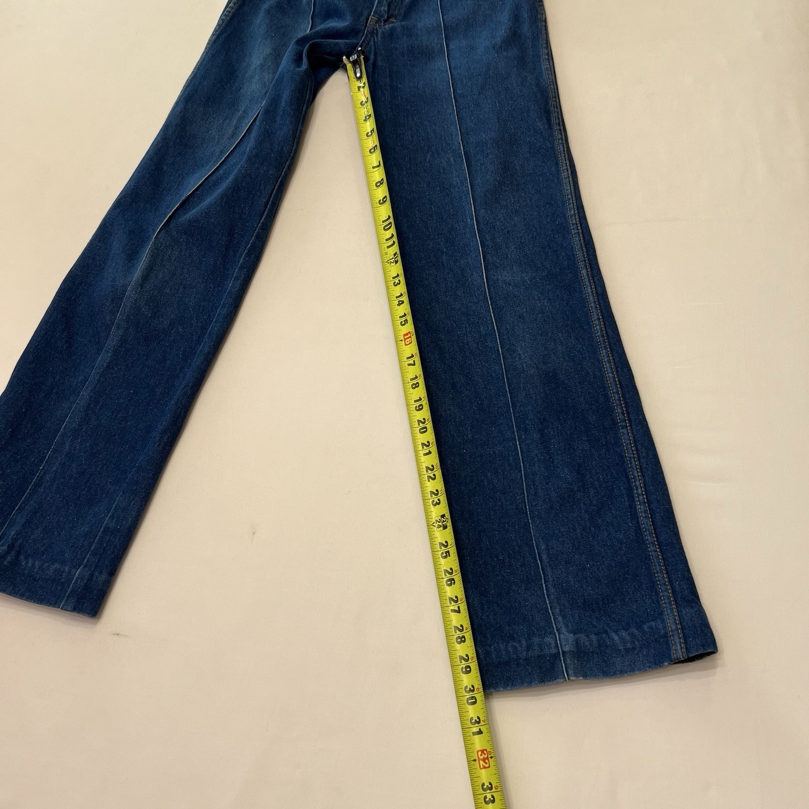 Vintage High Waist Front Seam Jeans Straig Leg Dark Denim 25 In Waist