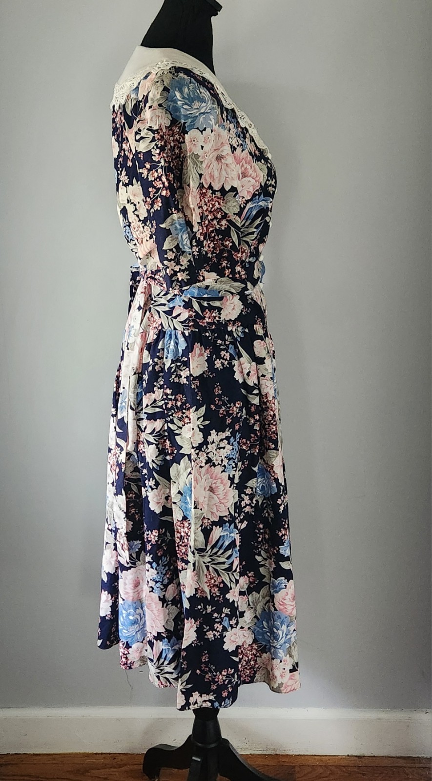 Sweet Miranda Blue Multicolor Floral Short Sleeve Dress Cotton Vintage Size 14