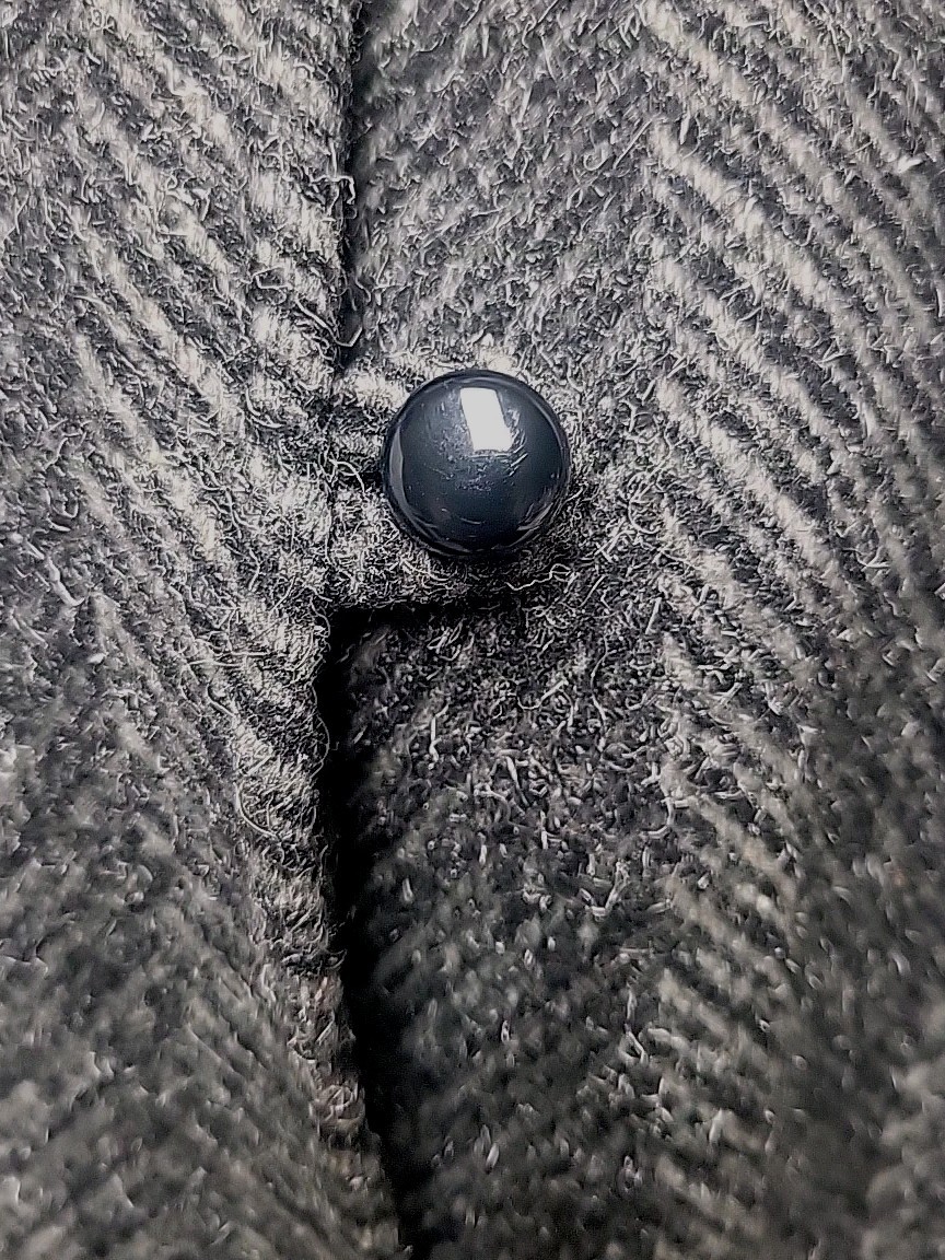 Vtg Herringbone Tweed Chevron Gray Wool Coat Puff Sleeve 80&rsquo;s EUC USA SZ 7