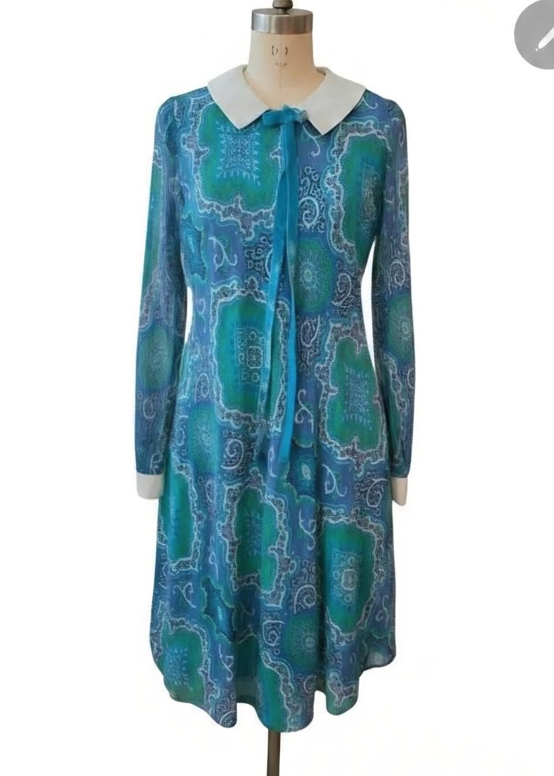 Vintage 1960s/ 70s Junior Touch Mod Groovy Pasley Cotton Mini Dress SM