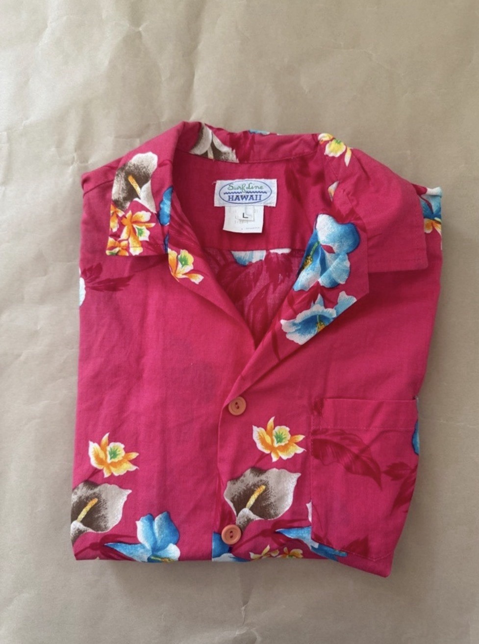 Surf Line Hawaii women&rsquo; L Cotton Hawaiian Shirt Floral Short Sleeve