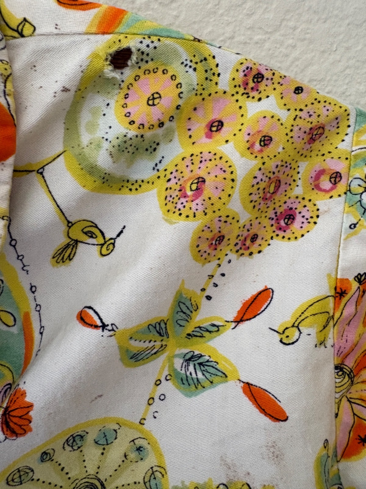 Vintage 50s 60s Cotton Novelty Print Blouse Top XS/S Mid Century Rockabilly
