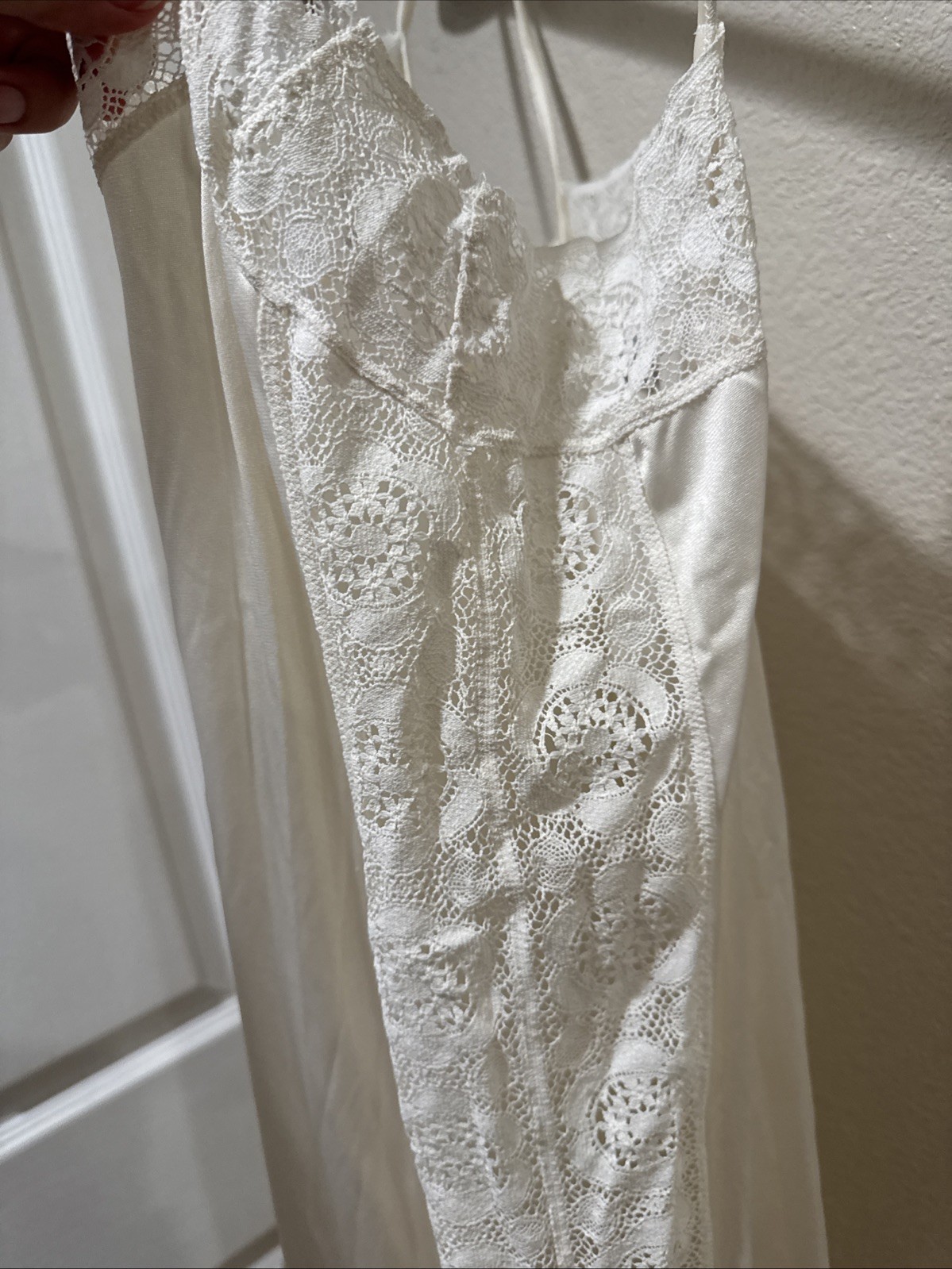 Vintage Gemma of France Ivory Lace Lingerie Dress Nightgown Peignoir Size 44 Lg