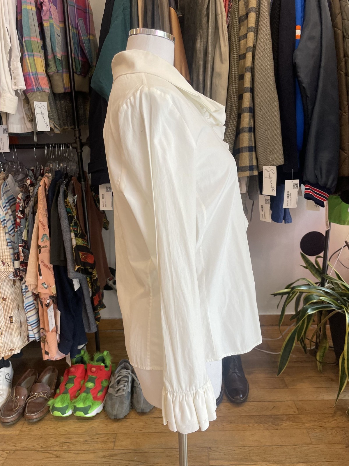 Vintage Gucci Tom Ford White Ruffle Blouse