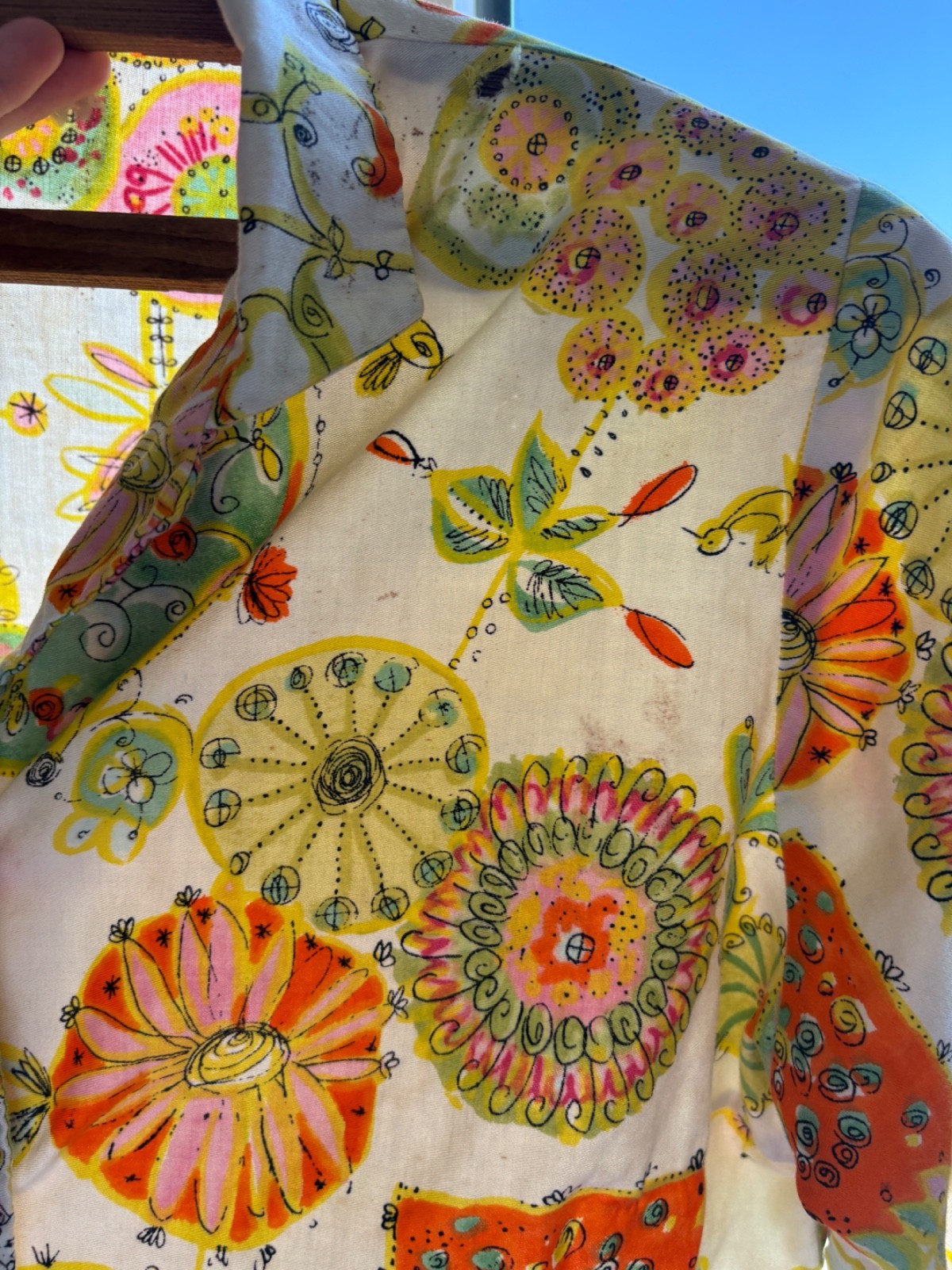 Vintage 50s 60s Cotton Novelty Print Blouse Top XS/S Mid Century Rockabilly