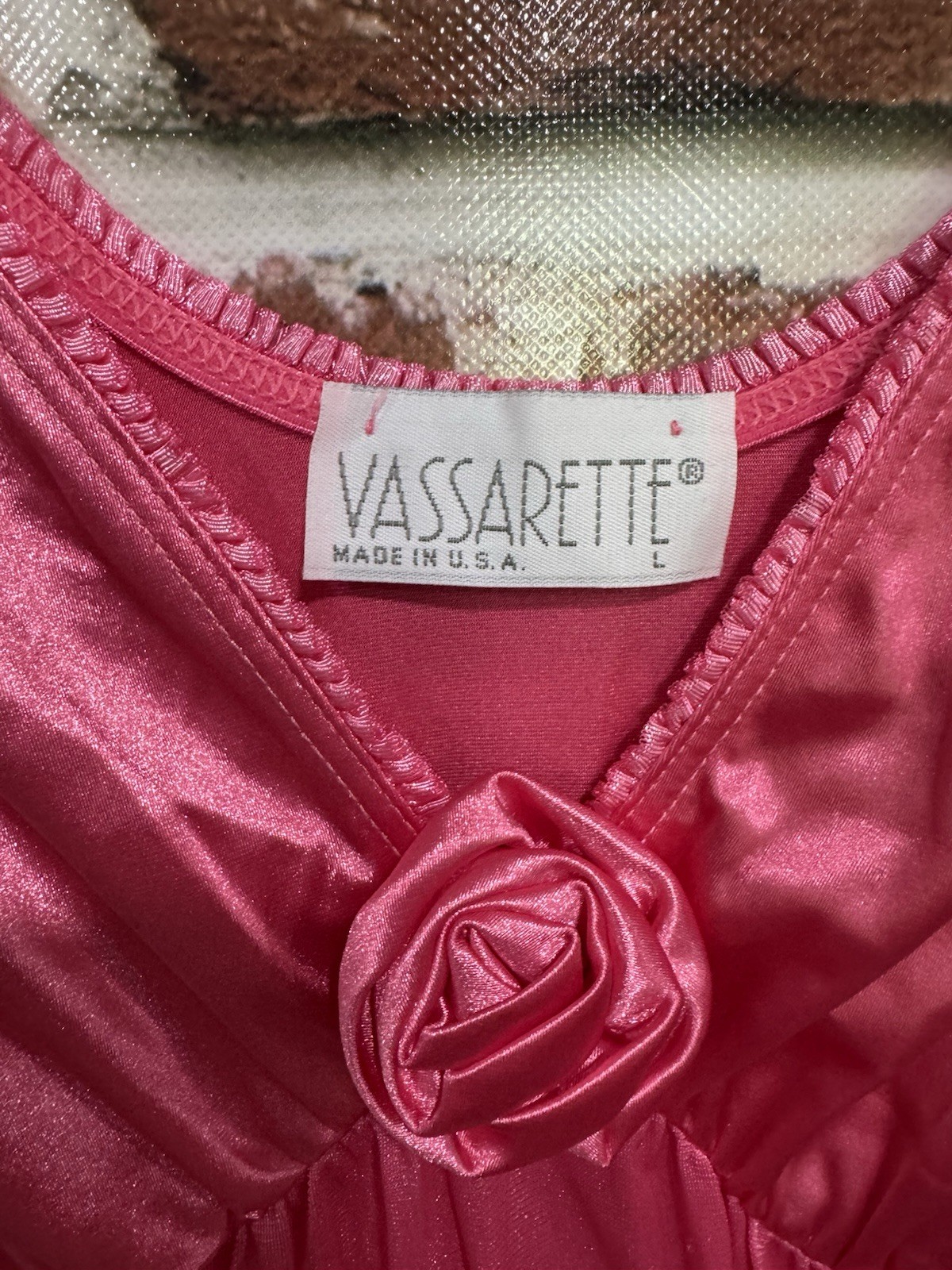 VINTAGE Vassarette Womens Size Large Nightgown FUCHSIA HOT PINK Gown