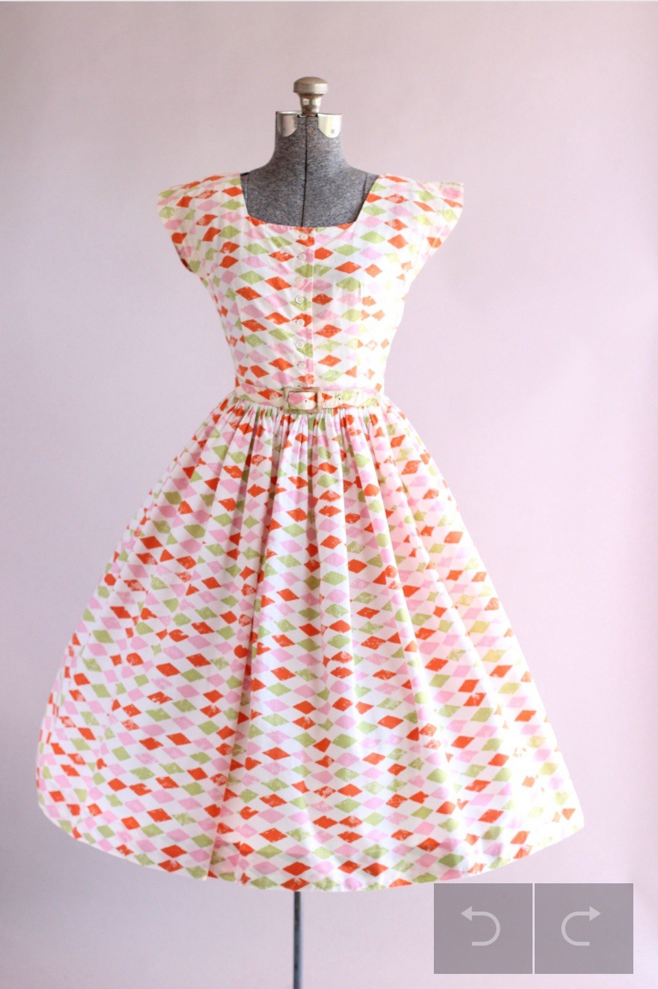Vintage 1950s Rare Jonathan Logan Harlequin Print Dress XS/S