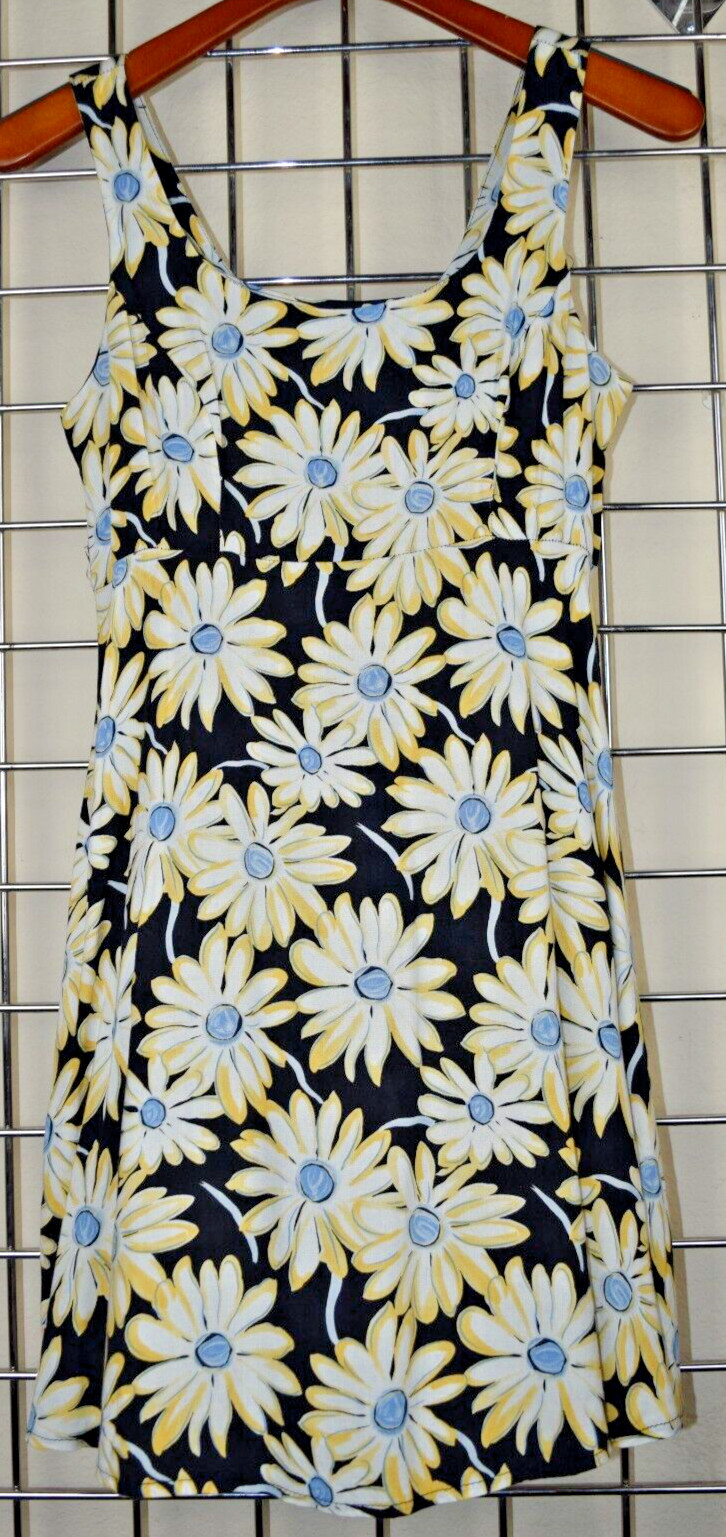Vintage Sundress Rampage Size 5 90s Yellow Daisies Rayon Back Zip