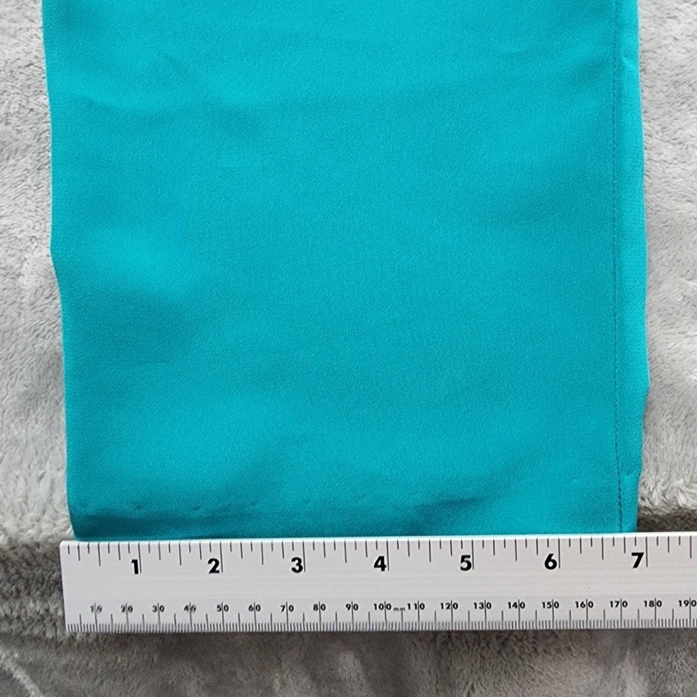Vintage Frances Henaghan Jumpsuit Womens 8 Teal Blue Silky Tie Belt Long Sleeve