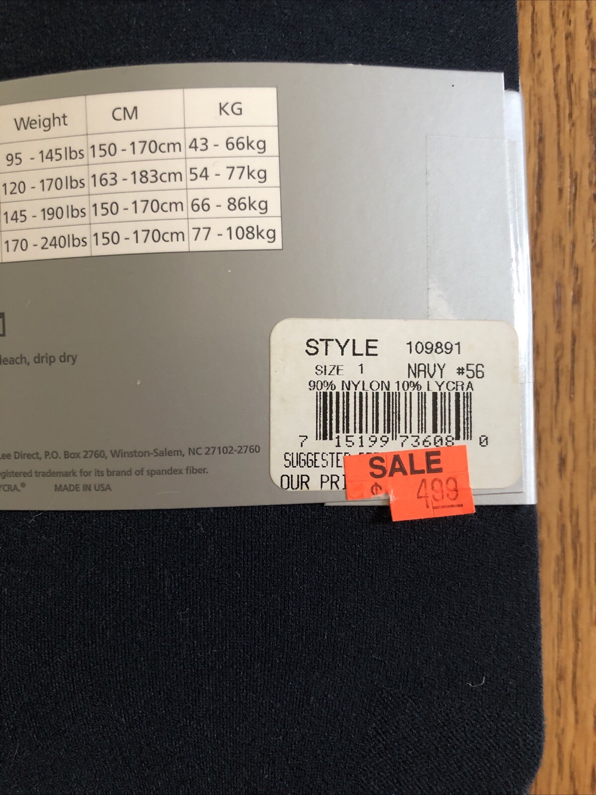 Vtg NWT 1990s TOZ Opaque Microsuede Microfiber Tights Size 1 Navy USA