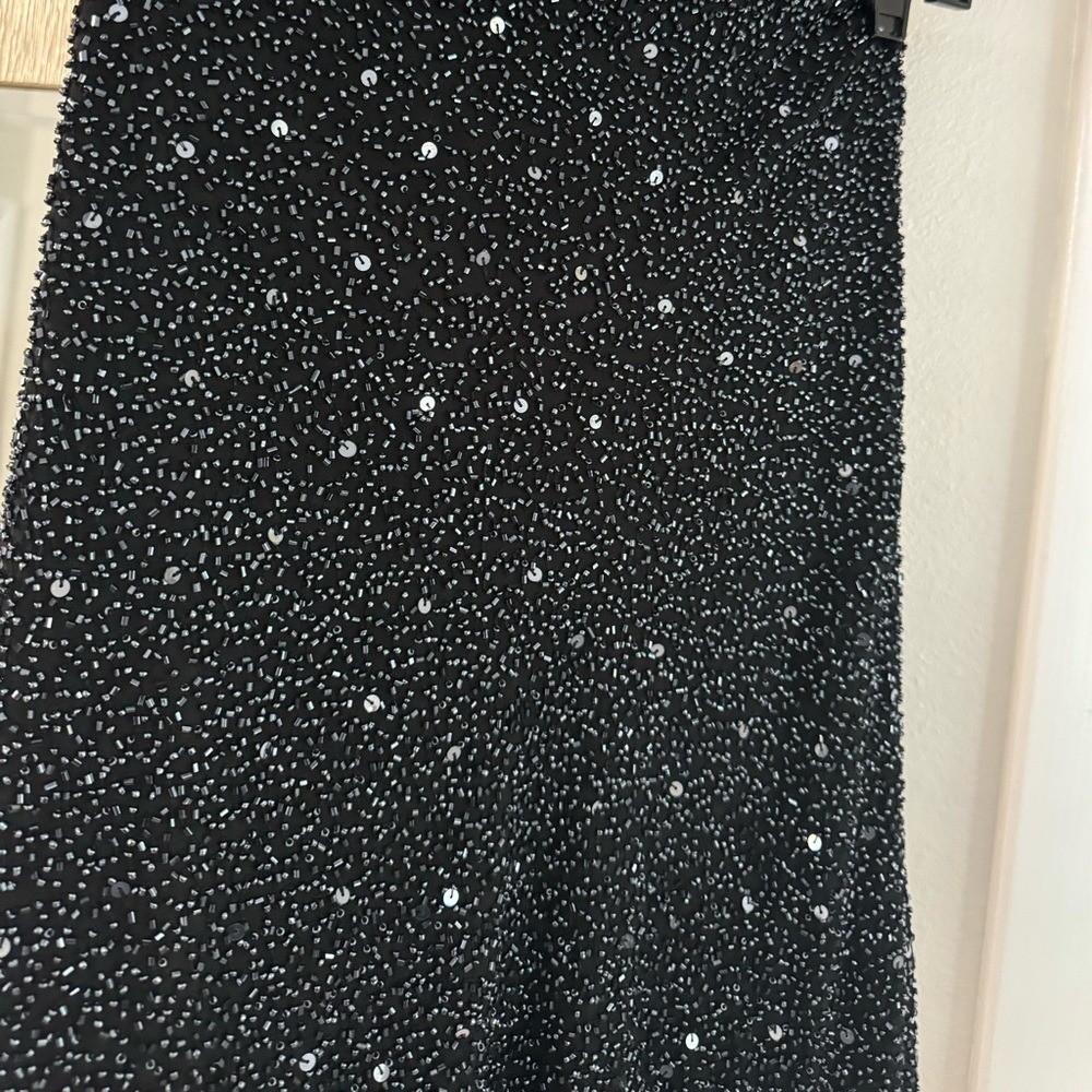 Vintage Scala Fully Beaded Asymmetrical Evening Skirt 90s Black Tie Glam NYE Lrg