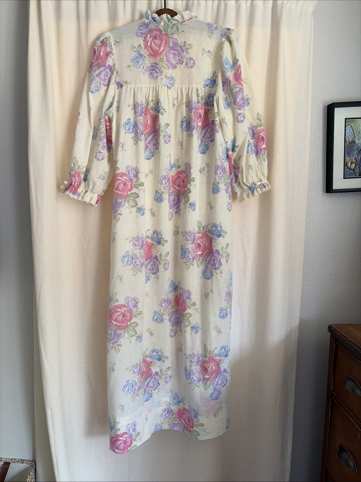 Cottagecore Grandmacore Dressing Robe Floral Sz S Vintage 80s