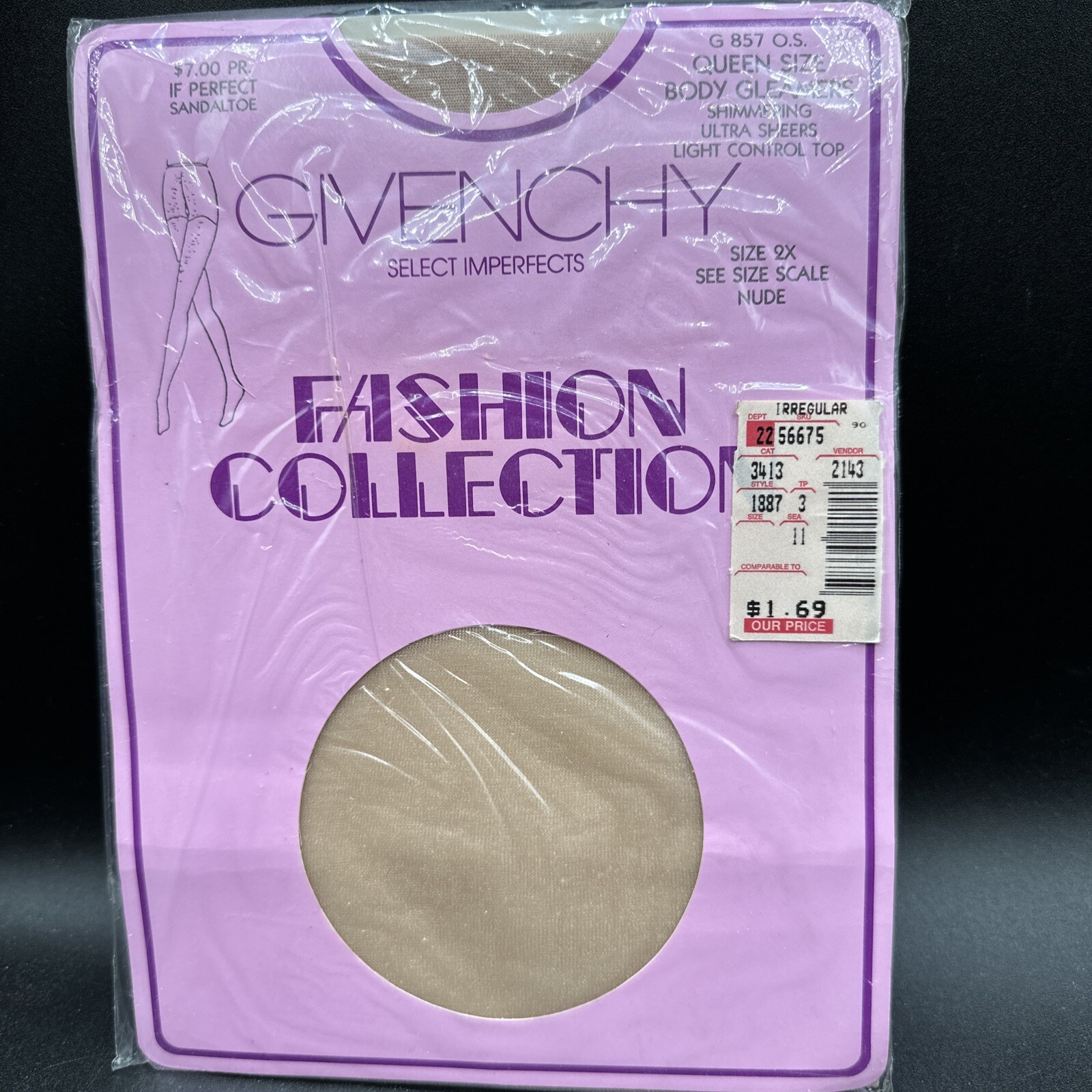 Vintage Givenchy Select Imperfects Fashion Collection Queen Size 9X Pantyhose