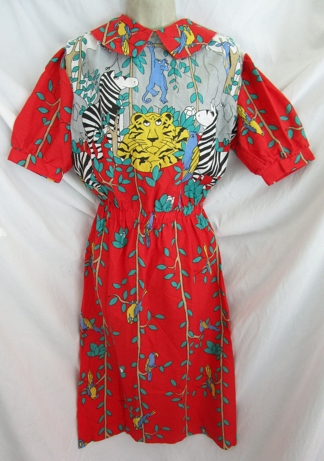 Vtg 80s Sandra Boynton Fabric Jungle Animals School Teacher Secretary Dress OOAK