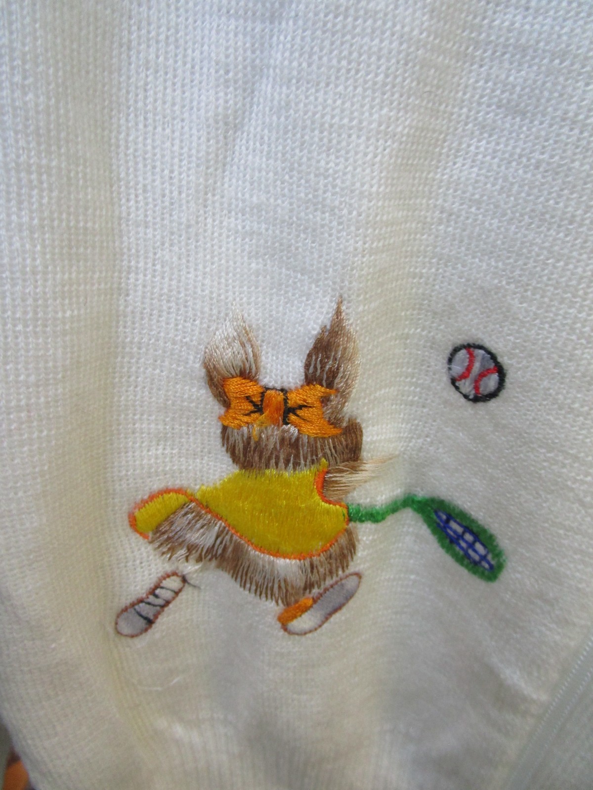 Vintage Shirlee Designs? Sweater Tennis Embroidery Cardigan White See Listing