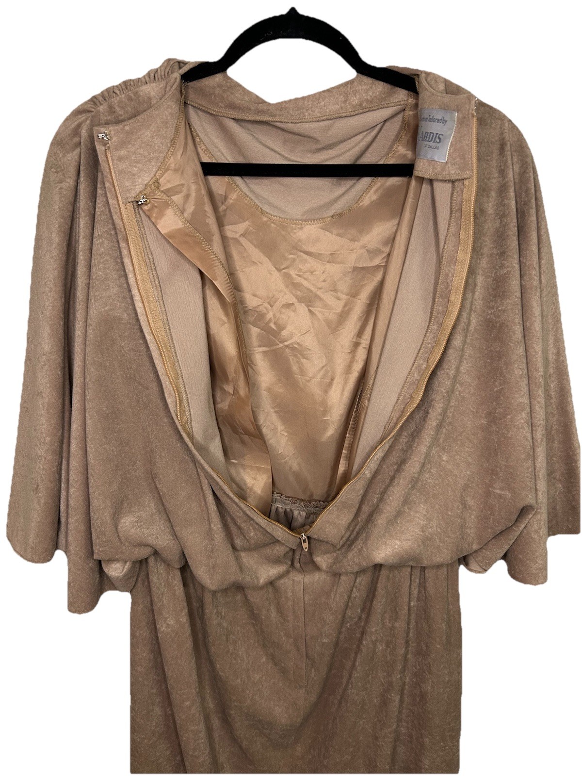 VTG Western Tan Suede Draped Midi Length Dress NARDIS OF DALLAS S/M
