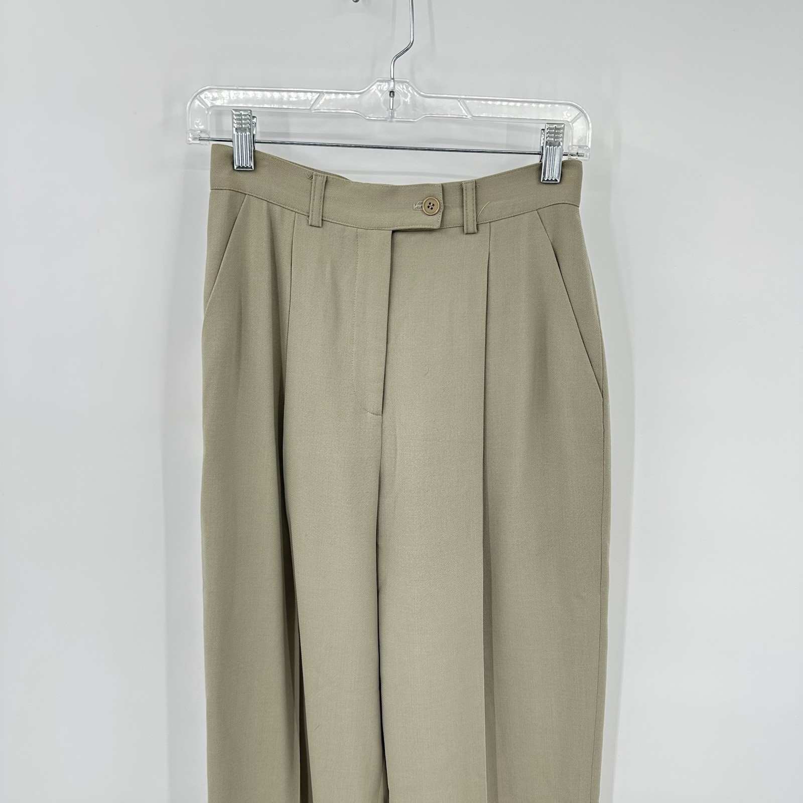 CALVIN KLEIN COLLECTION PANTS vintage 90s beige XS 0 2 pleated CBK era 100% wool