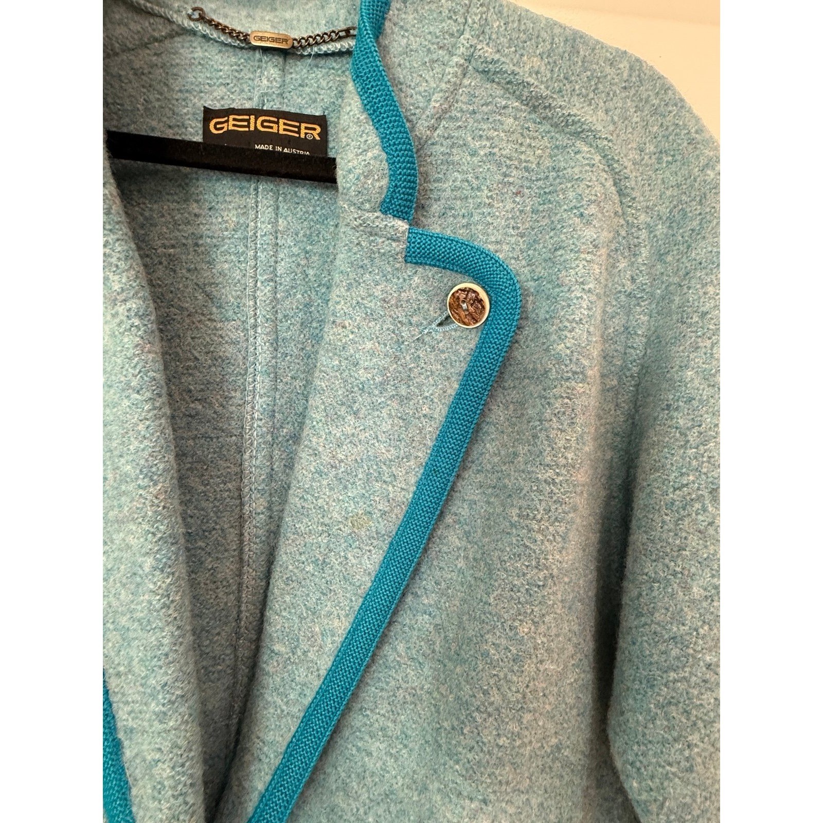 Geiger Collections Blue Blazer Jacket Coat Women&rsquo;s 36 Austria 100% Wool Vintage