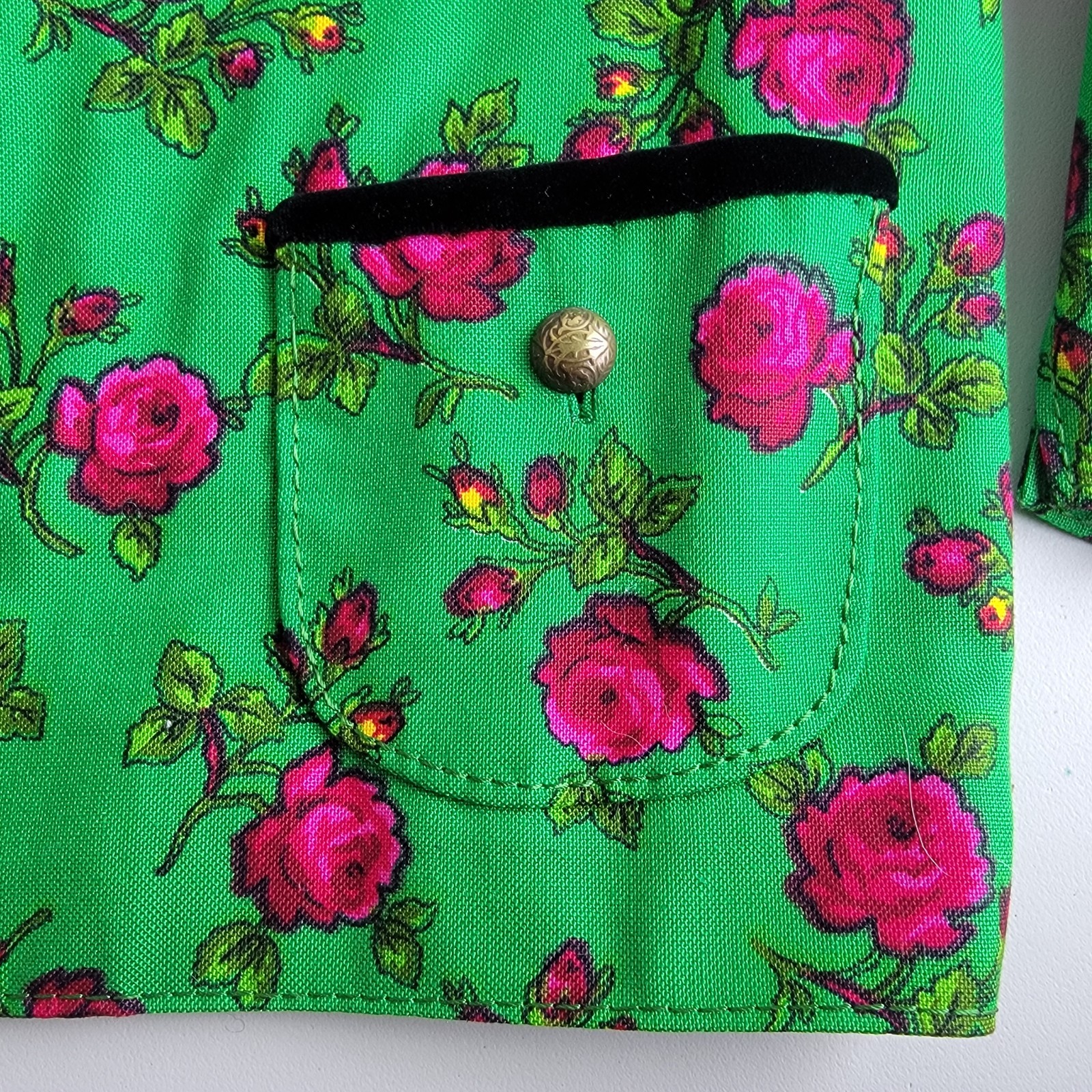 Vtg. Short Hammerer Erzeugnis Jacket Austria 38 (Fits Sz.4 or S) Green Floral