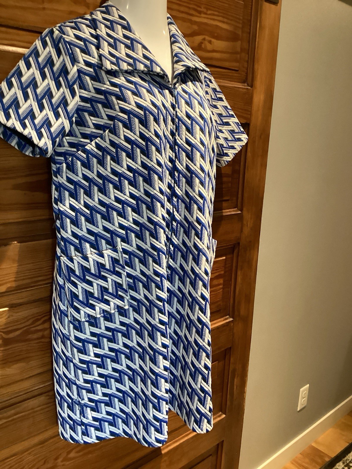 VGT Blue Geometric Polyester Mini Dress 22 1/2 Mod Rockabilly XXL