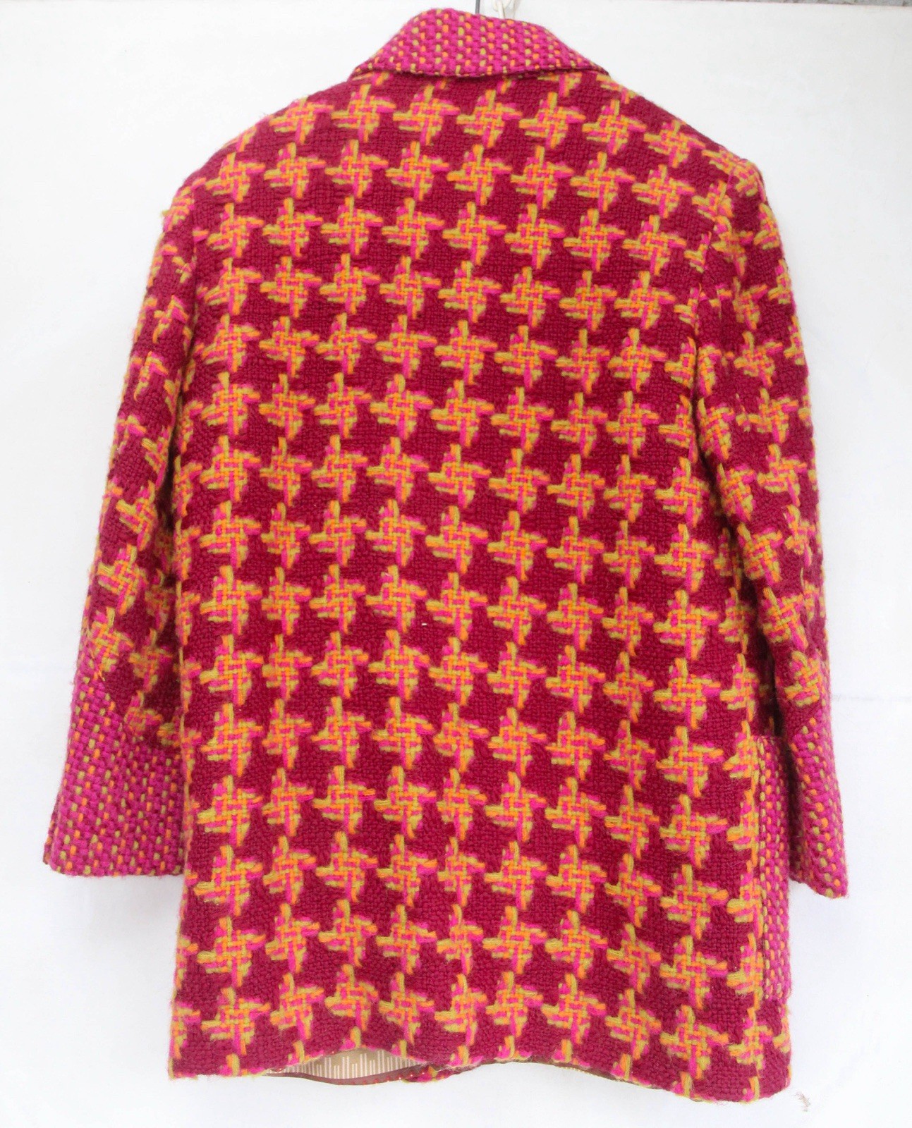 VTG 80’s CHRISTIAN LACROIX Red Tweed Gold Button Wool Blend Blazer Jacket Size 6