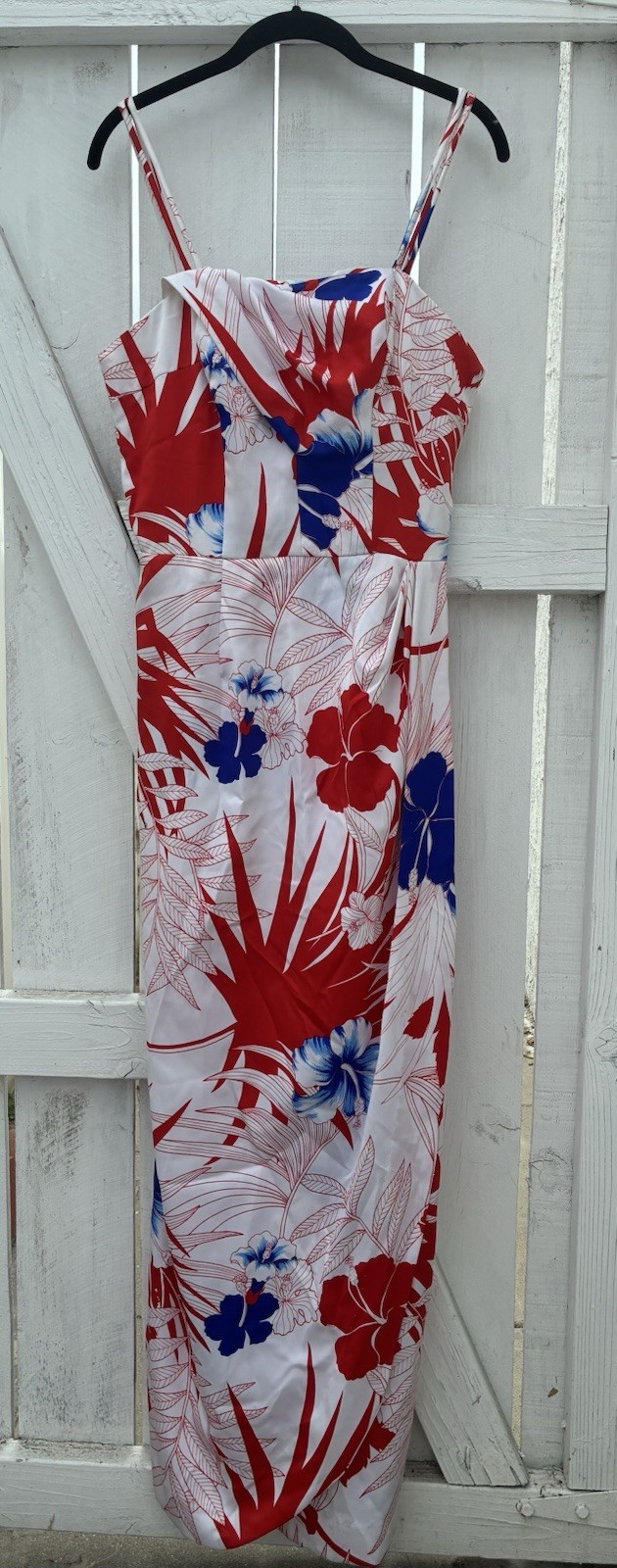 Paradise Hawaii Women’s Vintage Tropical Floral Maxi Dress Strappy Woven Sz S