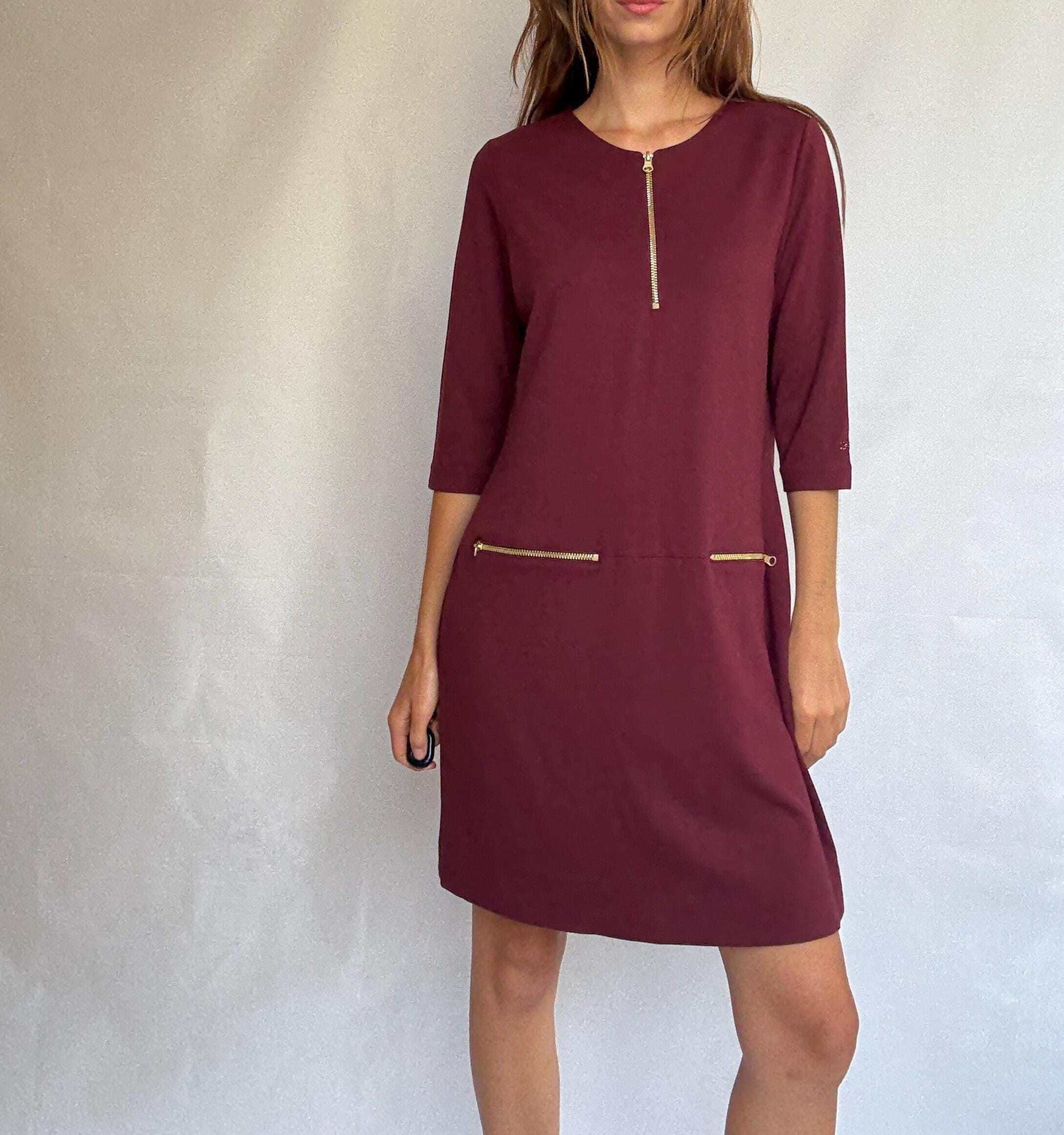 Burgundy red dress made in Spain, Size DE 46 – XXL – 3XL
