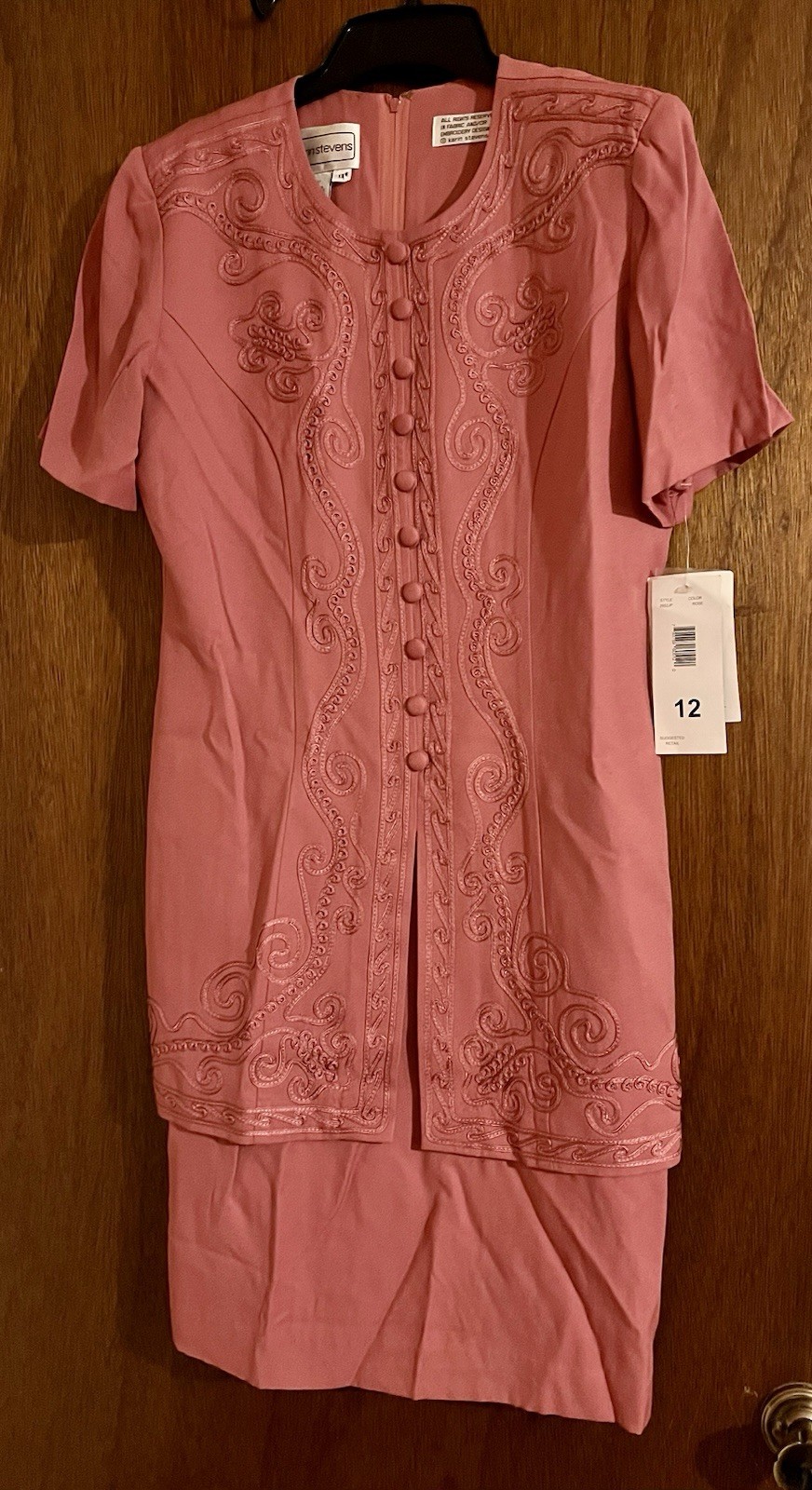 New w Tags Karen Steven’s Vintage Suit Dress Sz 12 Dark Rose Pink